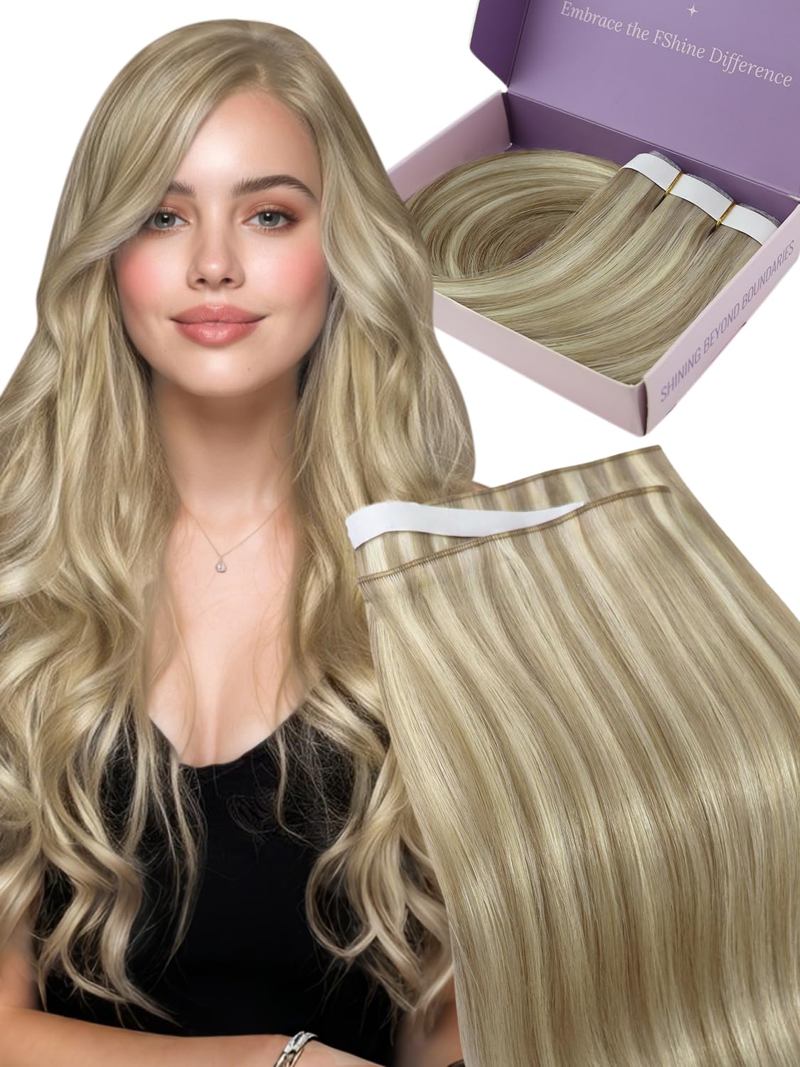 Fshine Extensions Echthaar, Natürliches Volumen, Weich Haarverlängerungen