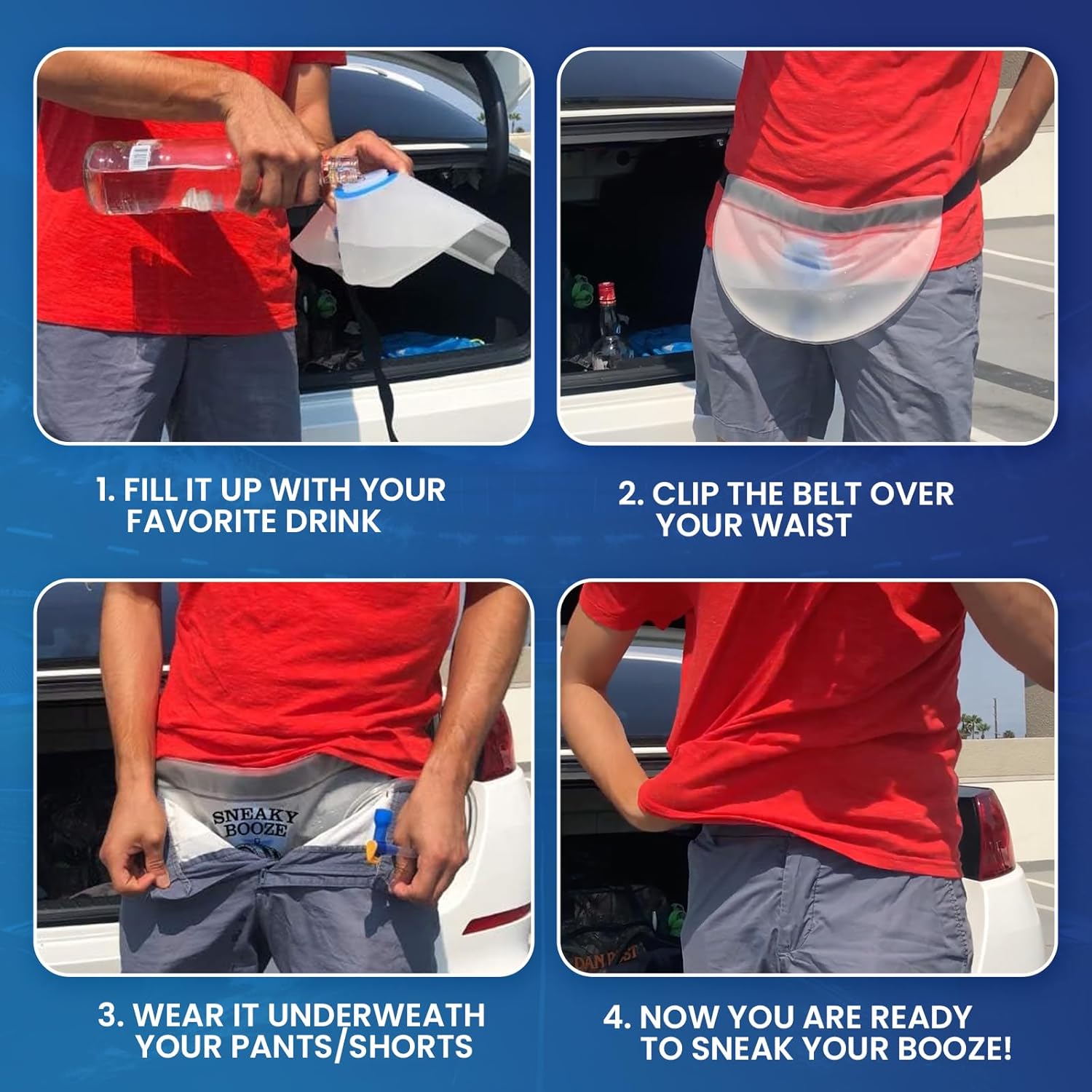 Sneaky Booze Hidden Flask Pouch For Men And Women: Portable 32oz Undetectable Alcohol Bag. Concealable Plastic Wine Liquor Body Hip Flasks. Disguised Leak Proof Travel Bags For Cruise Concert Festival