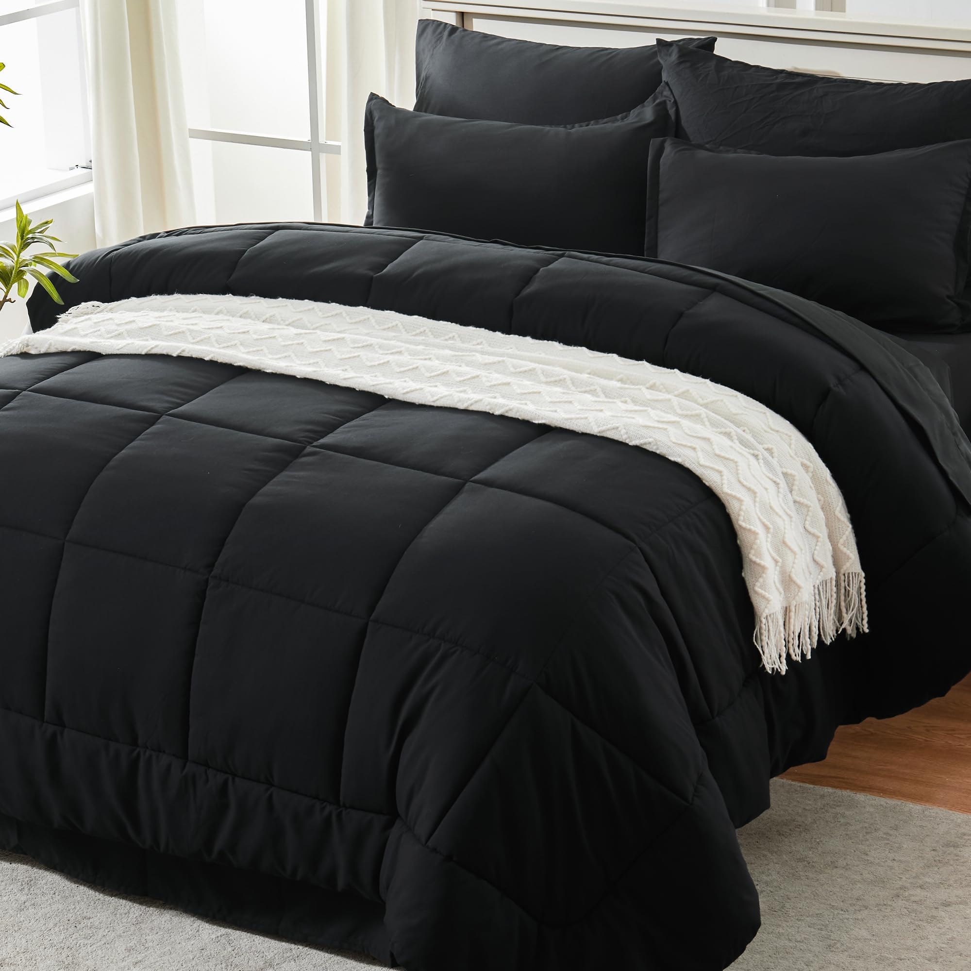 Amazon.com: CozyLux Queen Comforter Set with Sheets 7 Pieces Bed in a ...
