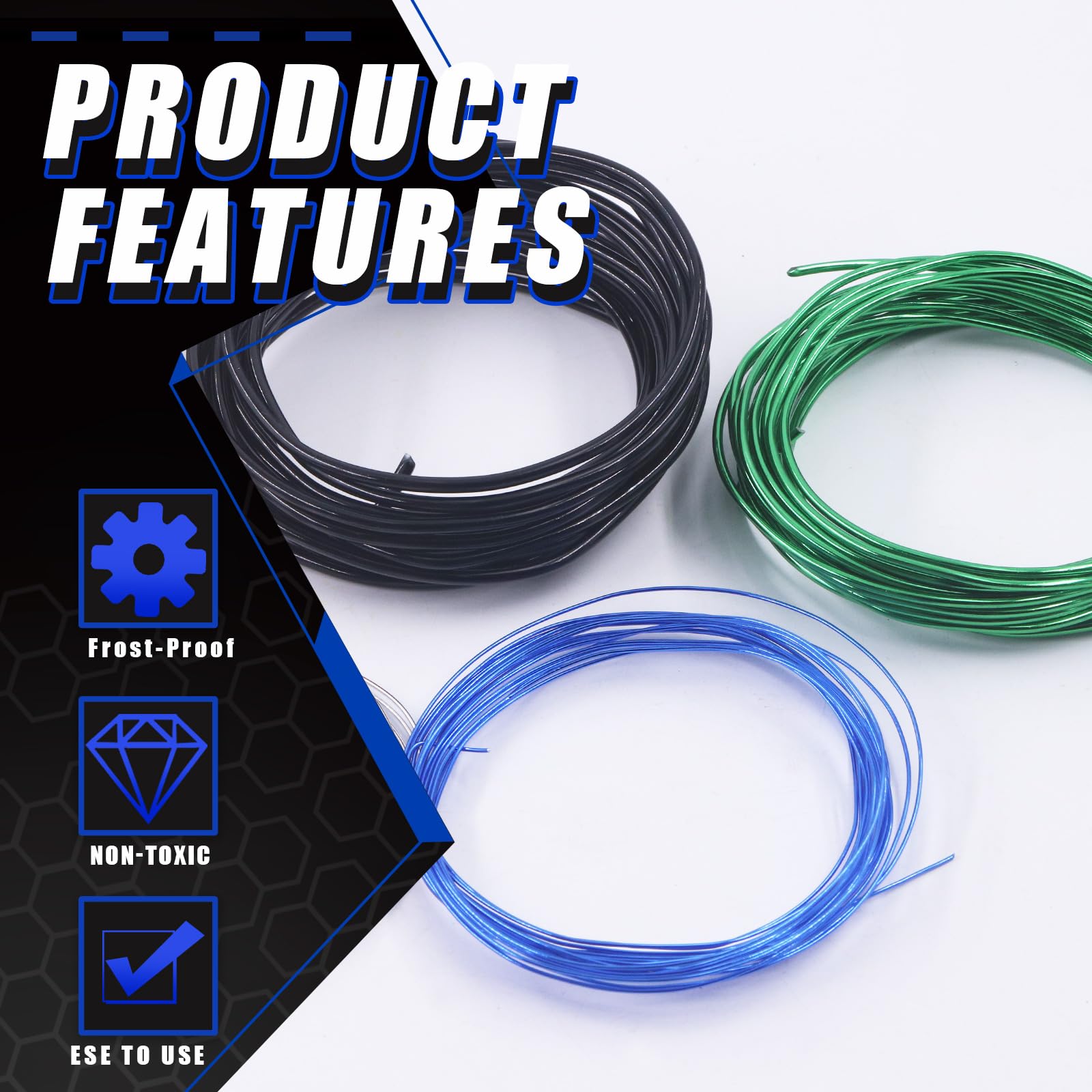 Glarks Kit de 5 rollos de alambre para bonsái, 2 mm, 3 mm, 0,8 mm, 1 mm, 1,5 mm, aluminio, bonsái, ramas de árbol con cortador de alambre, juego de aluminio anodizado de 82 pies para sostener ramas de