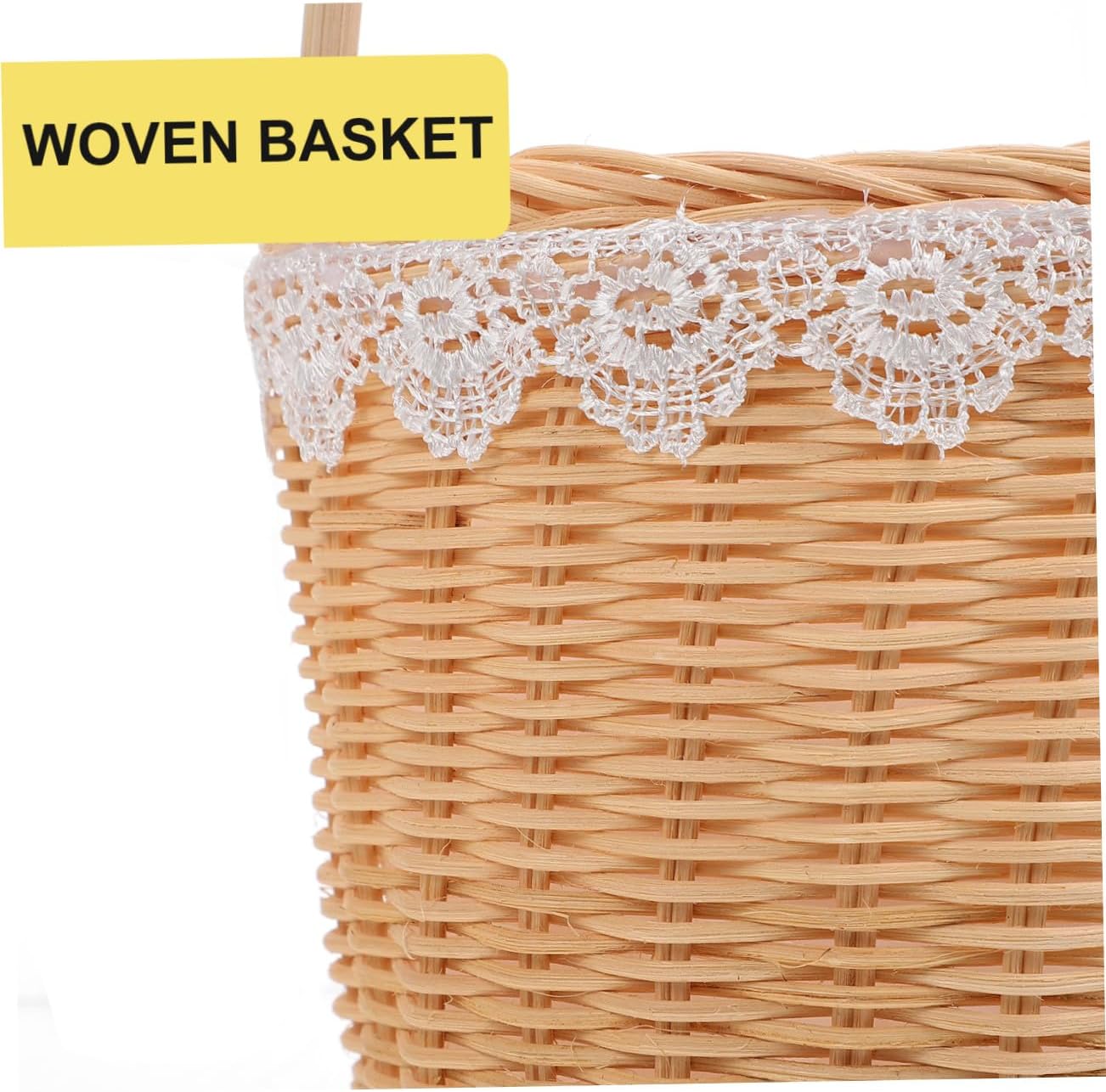 Cabilock Handmade Woven Handheld Basket round Storage Basket Natural Fiber Flower Holder for Home Organization and Picnic Use image 3