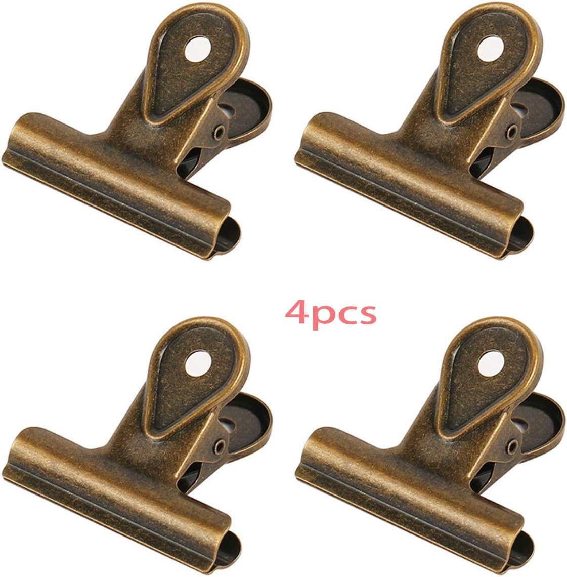 4 Pack Metal Bulldog Clips, Metal Duckbill Binder Clips, Invoice Bill Clip Utility Paper Clips for Office Home School Use (Brozen, L/5cm)
