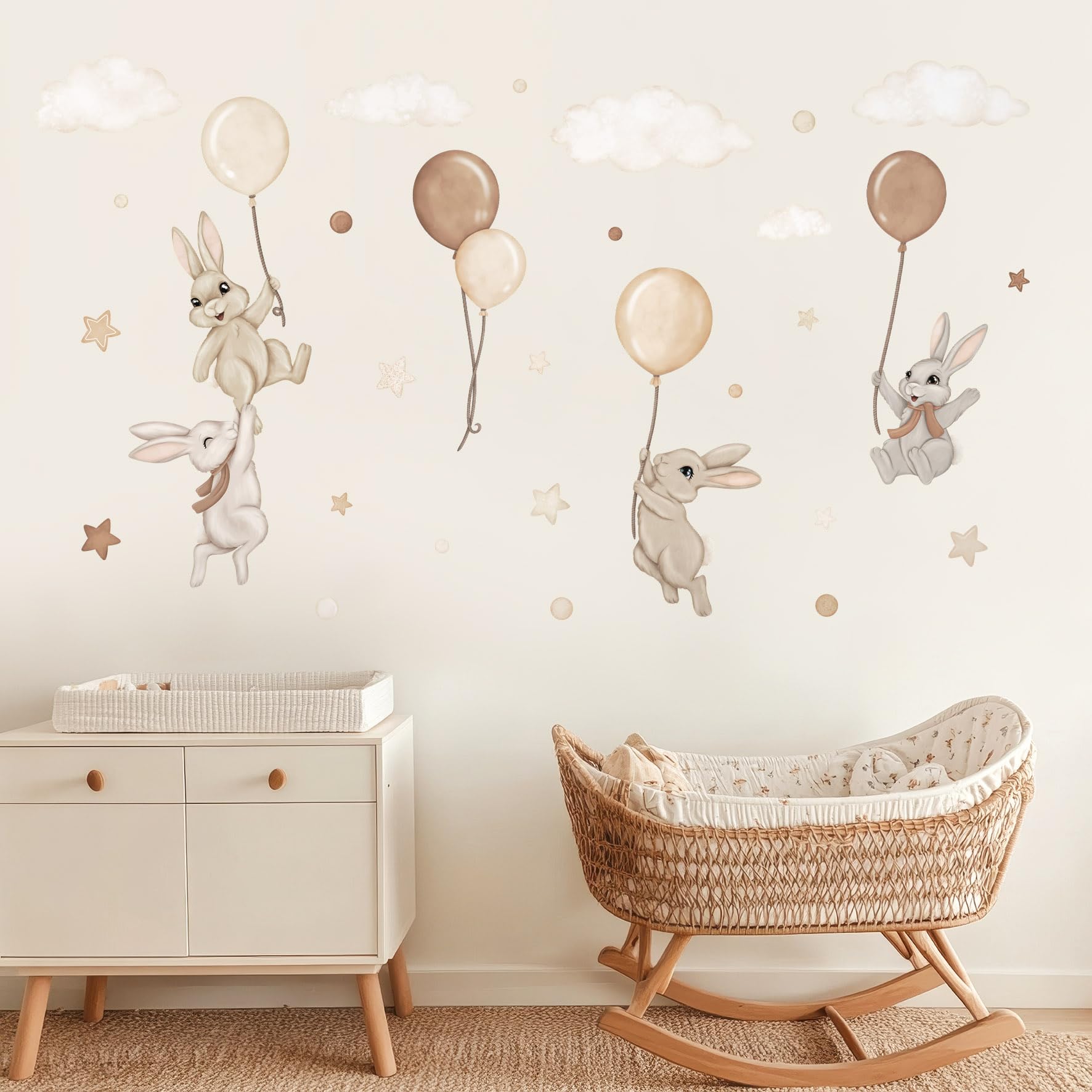 Adesivo da parete per cameretta dei bambini - Adesivo da parete per cameretta dei bambini - Non tossico, sicuro, potente - 29 pezzi adesivi - Marrone, Beige