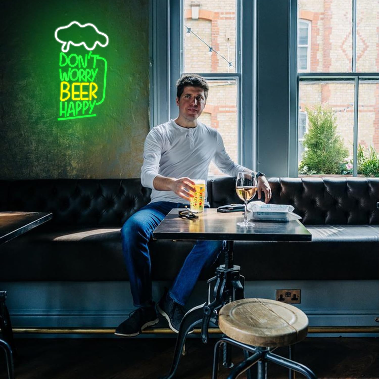 Don't Worry Beer Happy neonowy znak do dekoracji ścian