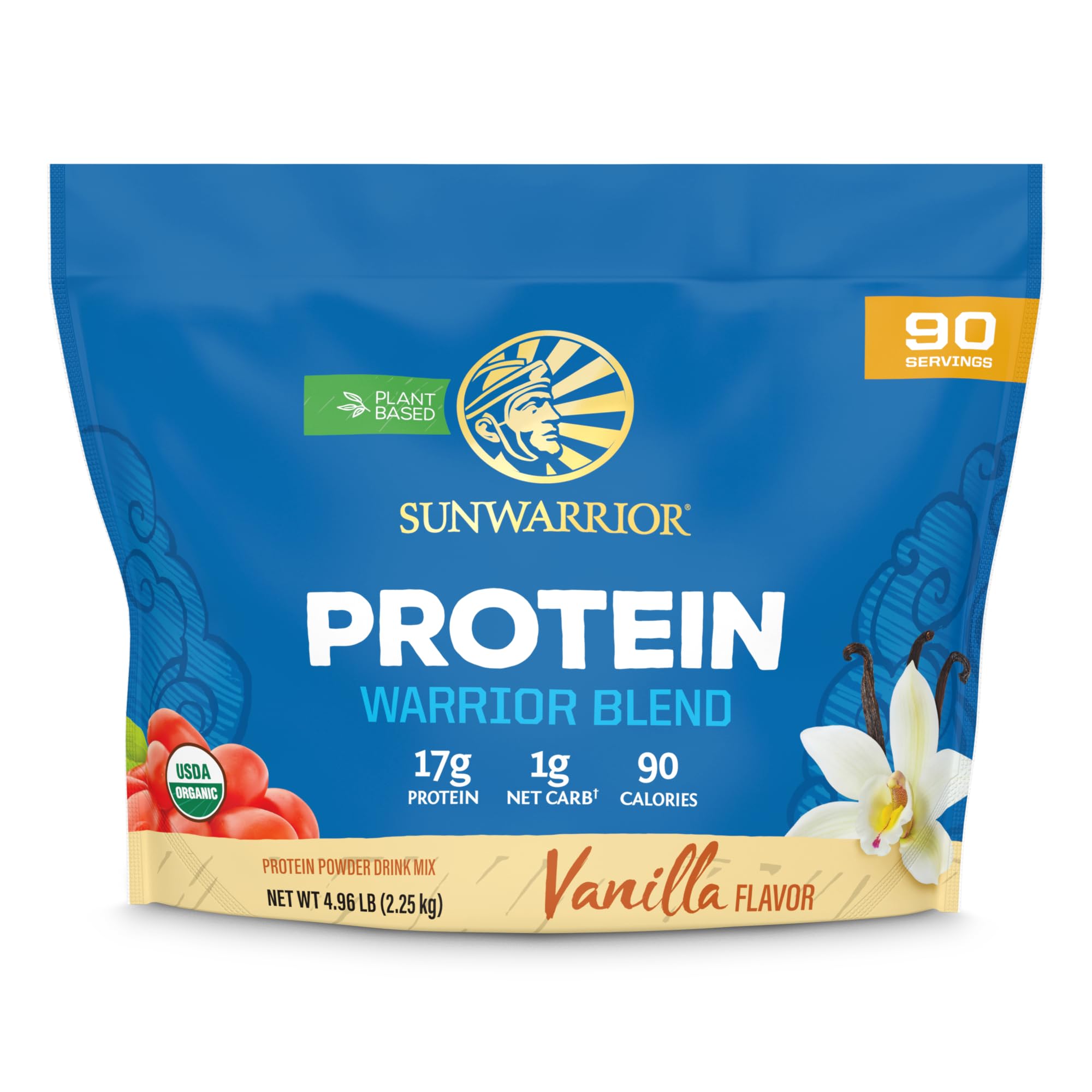Organic Plant Based Protein Powder | Vegan Organic Protein Powder Vanilla Flavored with BCAA Amino Acids & Hemp Seed Pea Blend | Non-GMO Soy Dairy Filler & Gluten Free (Vanilla, 90 Servings)USDA Organic