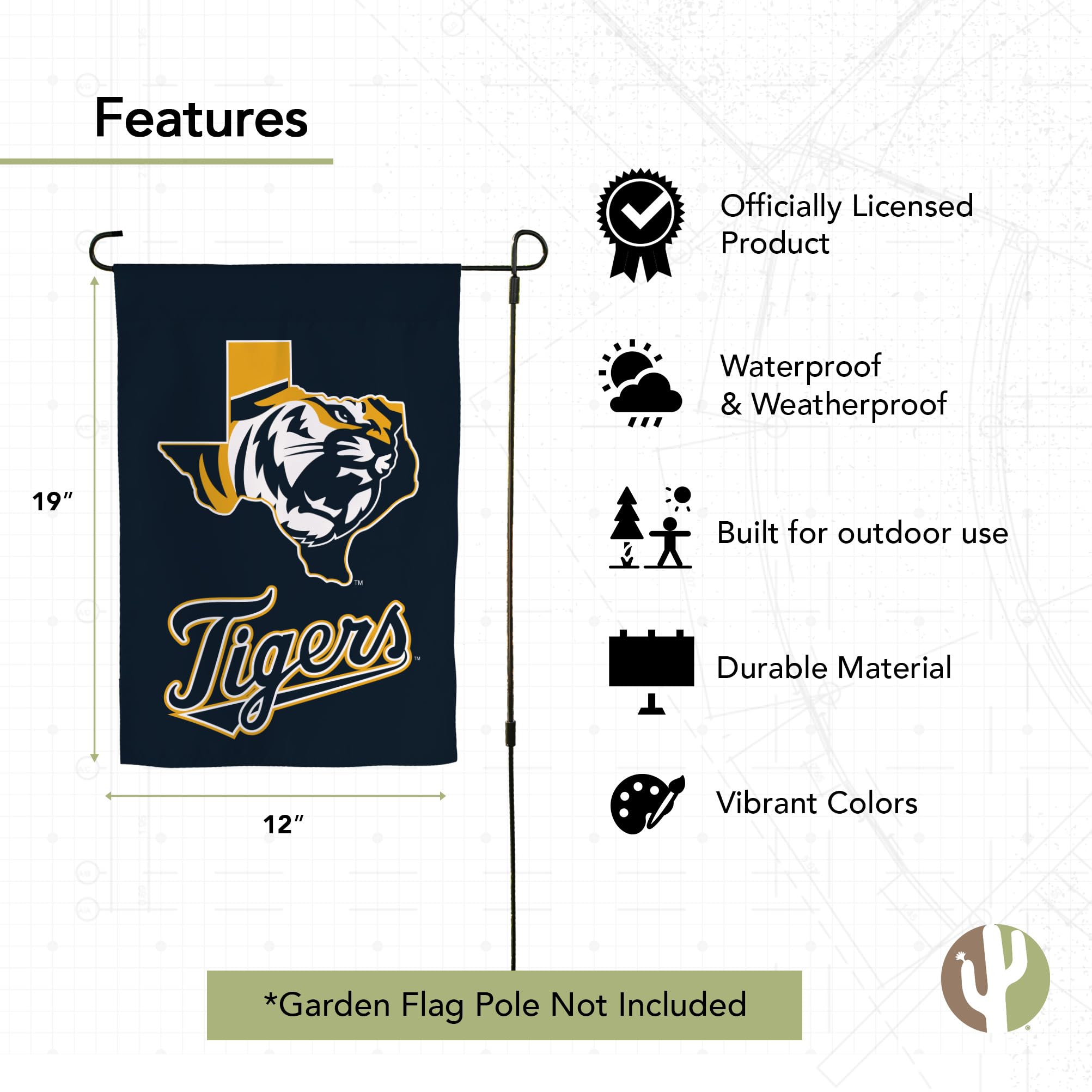 ETBU Tigers Gartenflagge – Doppelseitig, 100% Polyester, Offiziell Lizenziertes Design Der East Texas Baptist University