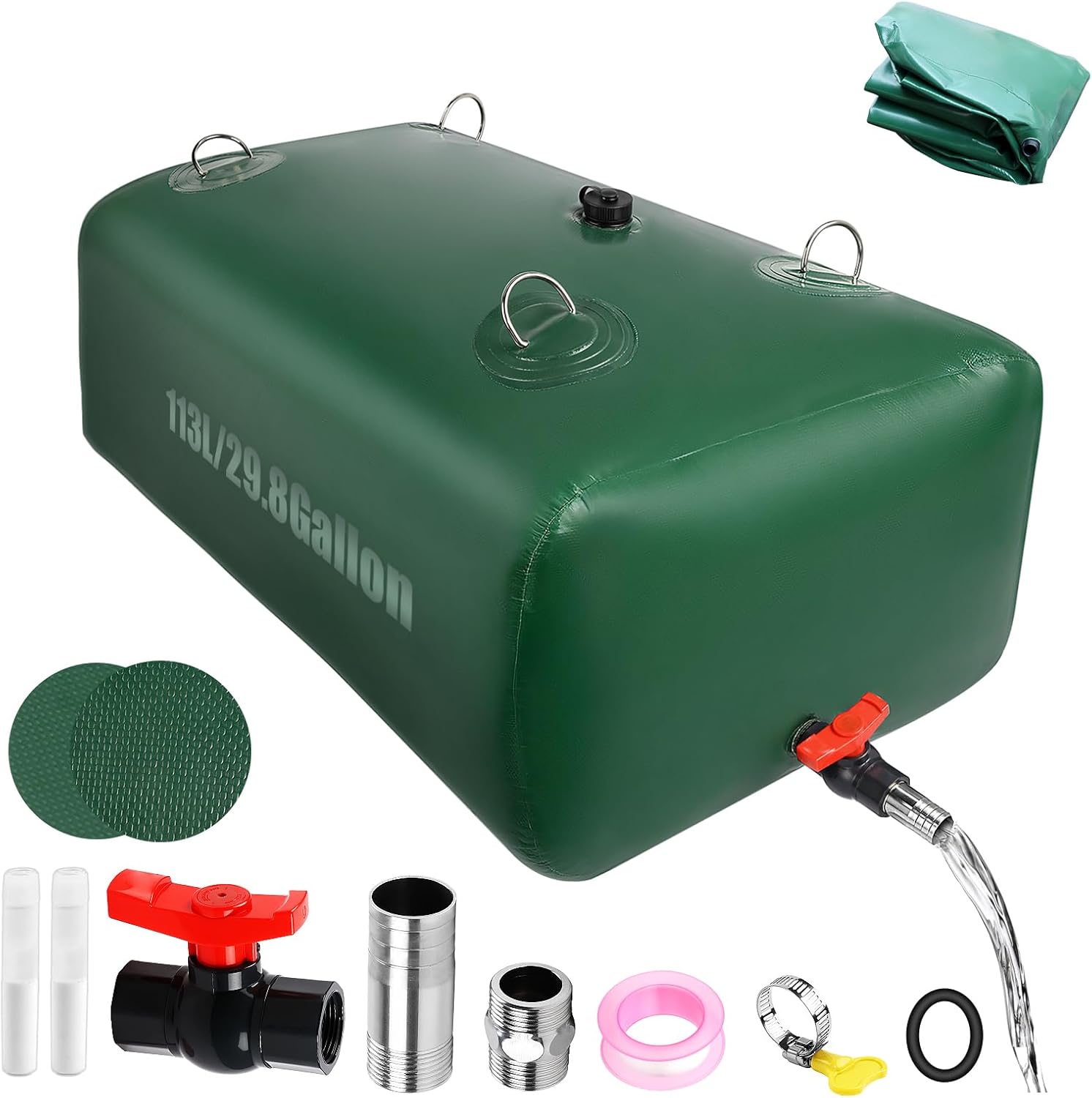 400 L/105.7 Gallon Water Storage Bladder, Foldable Portable Water Bladder Tank, Large Capacity Water Bag Container for Camping, Truck, RV, Emergency, Outdoor