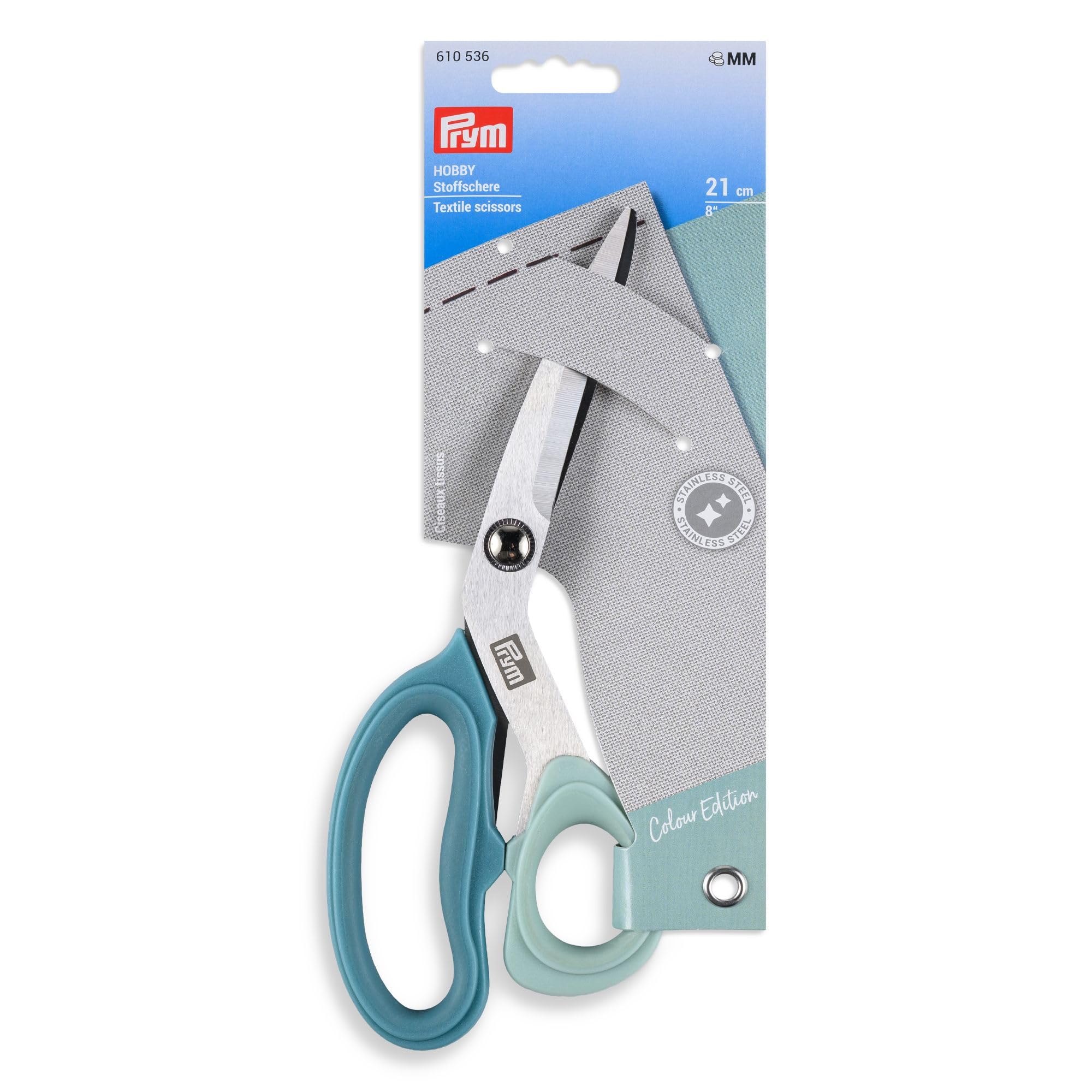 Prym 610536 Fabric Scissors 21 cm with Micro Serration, Dressmaking Scissors for Precise Cutting of Fabric, Sewing Scissors for Sewing, Patchwork and Handwork, Sage