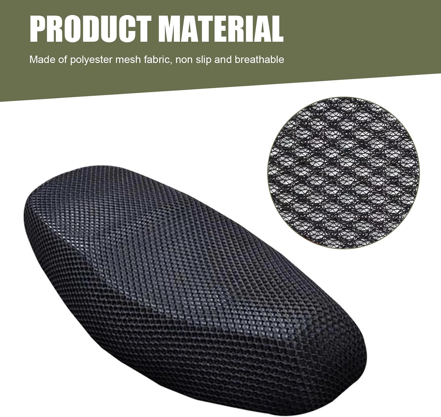 Motorcycle Seat Cover, Heat-insulating Double-sided Mesh Holes Breathable Burn-resistant Honeycomb Mesh Motorcycle Seat Pad, Detachable & Washable Summer Essential Accessory (Black)