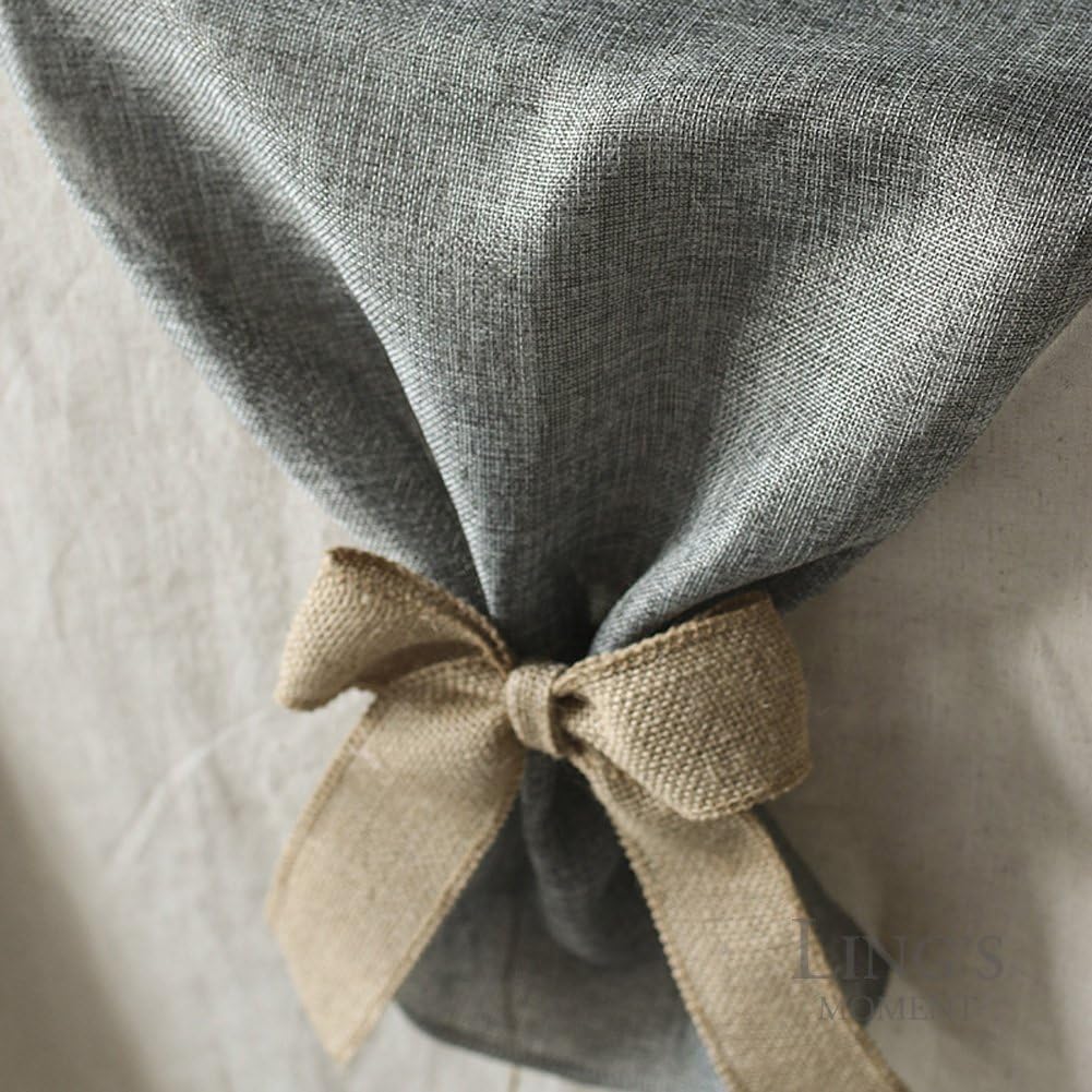 Ling's moment Faux Burlap Table Runner Gray Table Runner 14 x 120 Inch with Bow Ties for Farmhouse Table Runner Dresser Cover Runner Wedding Decorations Party Fall : Home & Kitchen