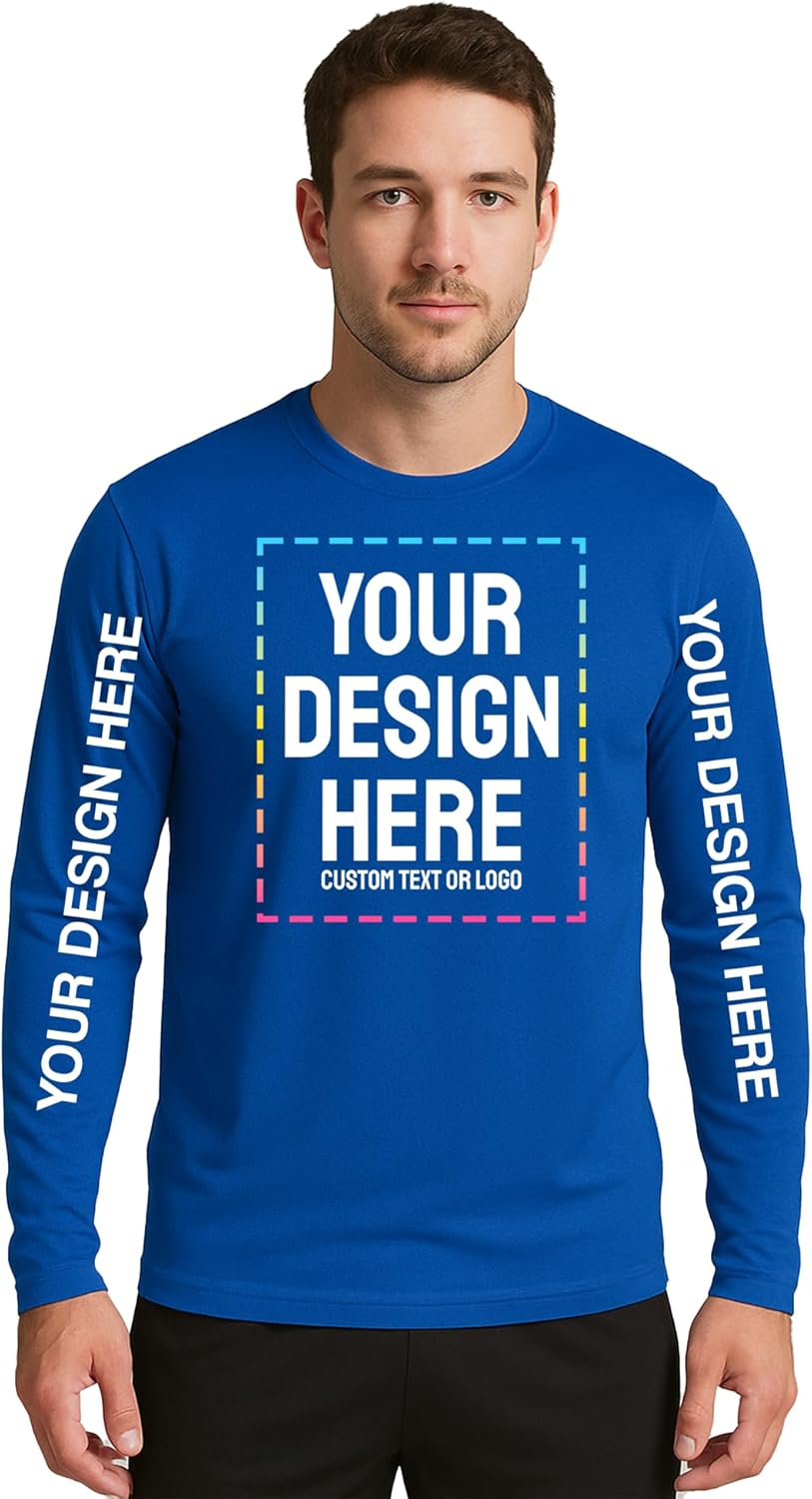 Custom Long Sleeve Shirts – Dry Fit Style Moisture-Wicking Performance Tee for Work, Gym, or Sports