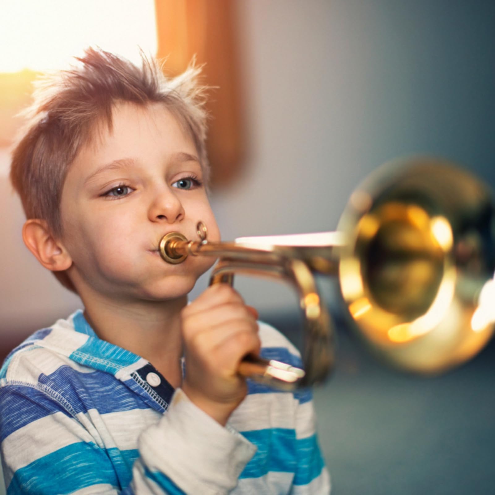 Trompette Weikeya pour fanfare scolaire, facile à utiliser, en laiton solide pour enfants et adolescents, or, Sib, durable