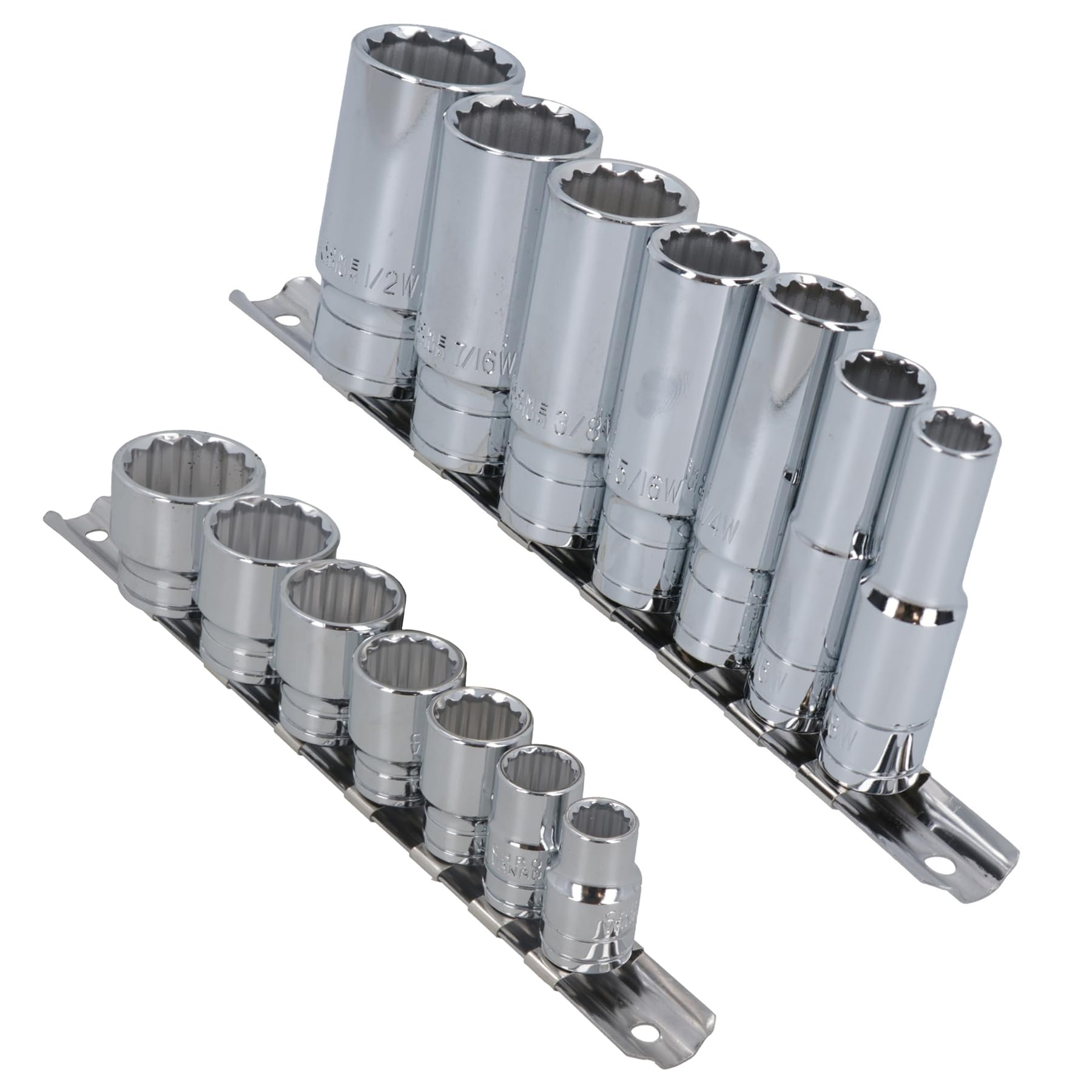 Whitworth BSF BSW 3/8" Drive Shallow And Deep Sockets 14pc 12 Sided Bi-Hex