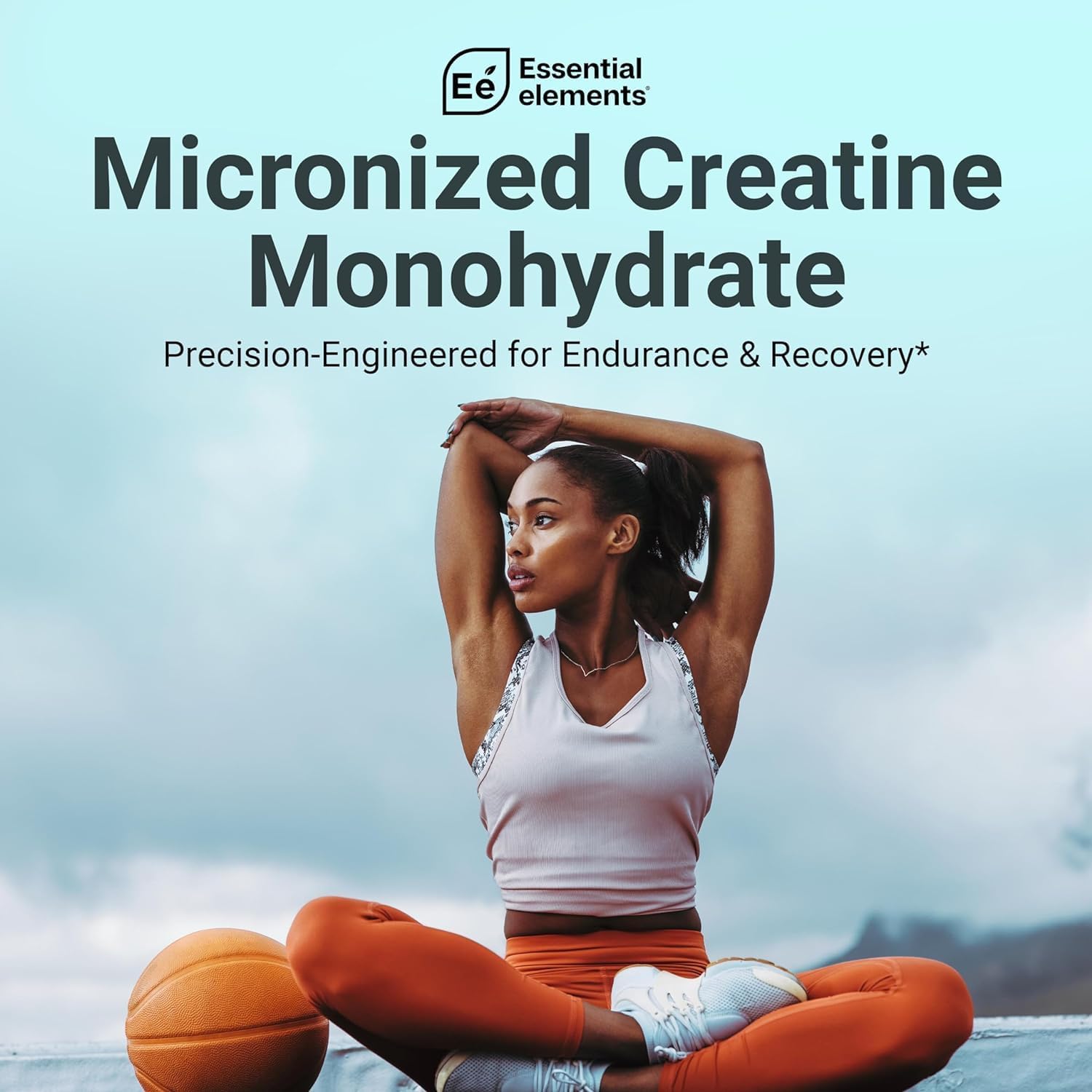 Essential Elements Micronized Creatine Monohydrate Powder for Men & Women - Unflavored & Easily Dissolved - 60 Servings