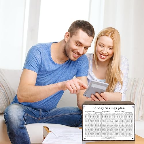 Miniatura 5 de Alcancía grande para adultos y niños, 9.84 x 5.9 x 7.08 pulgadas, caja de ahorro de dinero de madera para ahorrar dinero en efectivo, tarro de