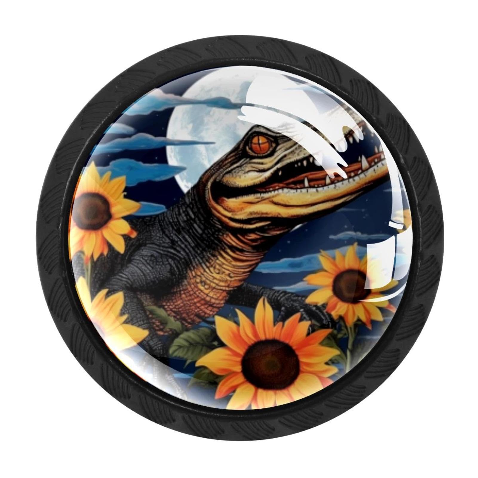 CHENZZZZ 4 Pieces Dresser Knobs Crocodile Starry Sunflower Drawer knobs Cabinet Knobs Pull Handles for Home Kitchen Office