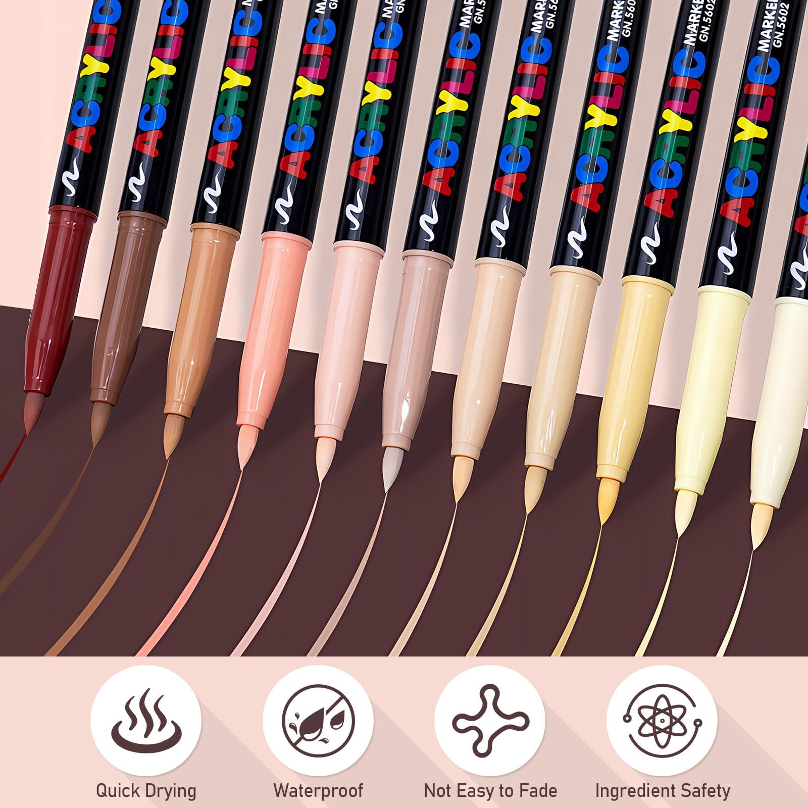 Lot De 12 Marqueurs Pour Papier Noir Et Surfaces Brillantes - Encre à Eau - Idéal Scrapbooking, Bullet Journal
