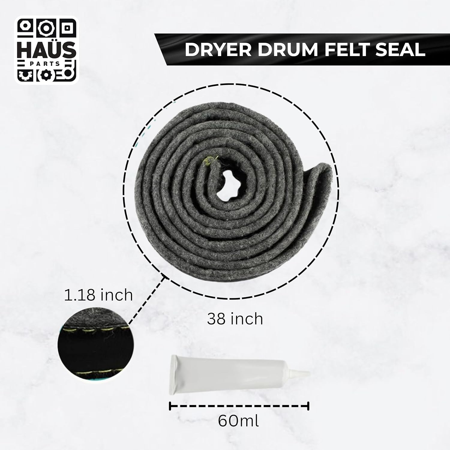 DC97-07618A Dryer Drum Felt Seal Compatible with Top Brands Replaces With DV42H5200EW,DV42H5000EW DV45K6500EV,DV48H7400EW,AP4453798,PD00025731 PS4218879,3998155 (2-PACK)