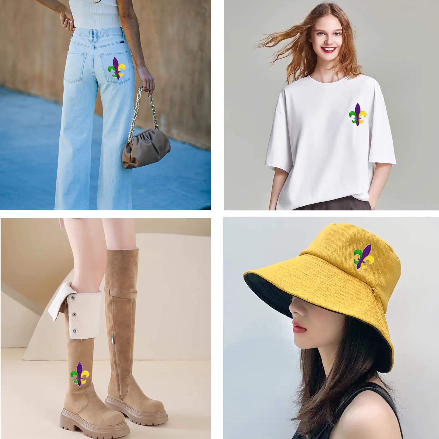 10pcs Mardi Gras Fleur De Lis Embroidered Patches, Purple Green Gold, Iron On Applique Patch Sewn-on Transfer for Clothing,Hats Shoes, Jeans, Bags, Sewing Decorating DIY Craft - Image 3