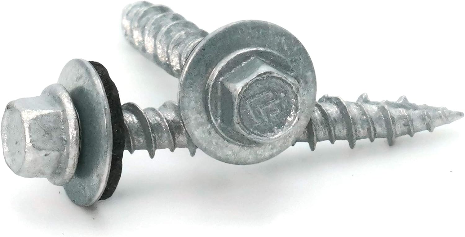 Hex Washer Head Hi-Lo Thread Mechanical Galvanized Roofing Screws - #10 x 3" Qty 1000
