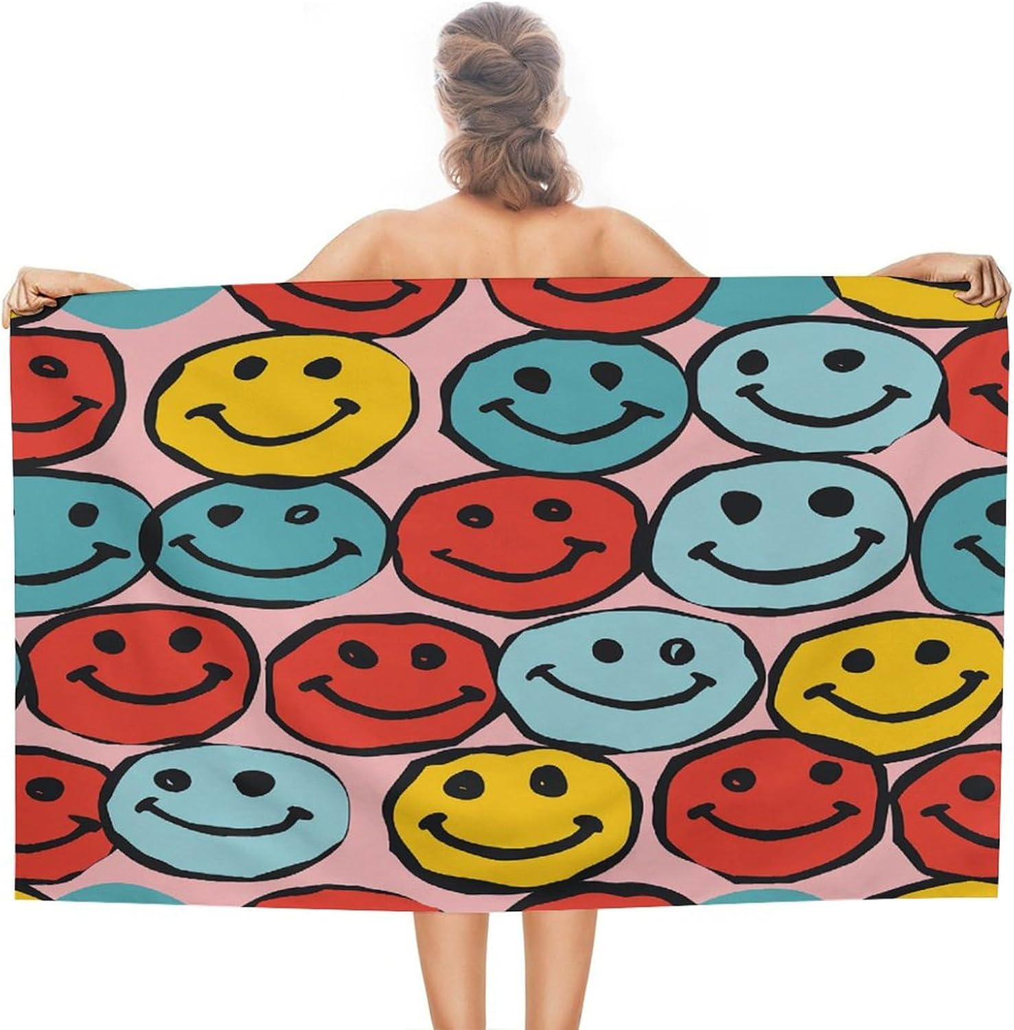 Swimming Towel, Simple Smiley Symbol Printed Fashion Towel,Portable Towel,Durable Towel