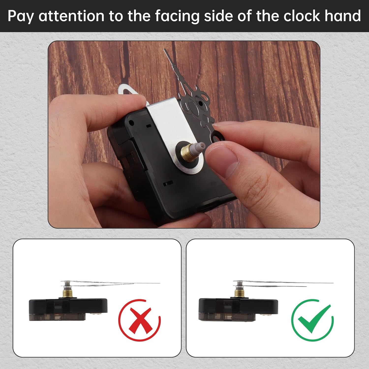 18mm (11/16 inch) Shaft Length Quartz Battery Operated Silent Clock Movement Mechanism, 11mm (7/16inch) Thread Length for Clock Repair/DIY with 7 cm (2.75 inch) Black Hands