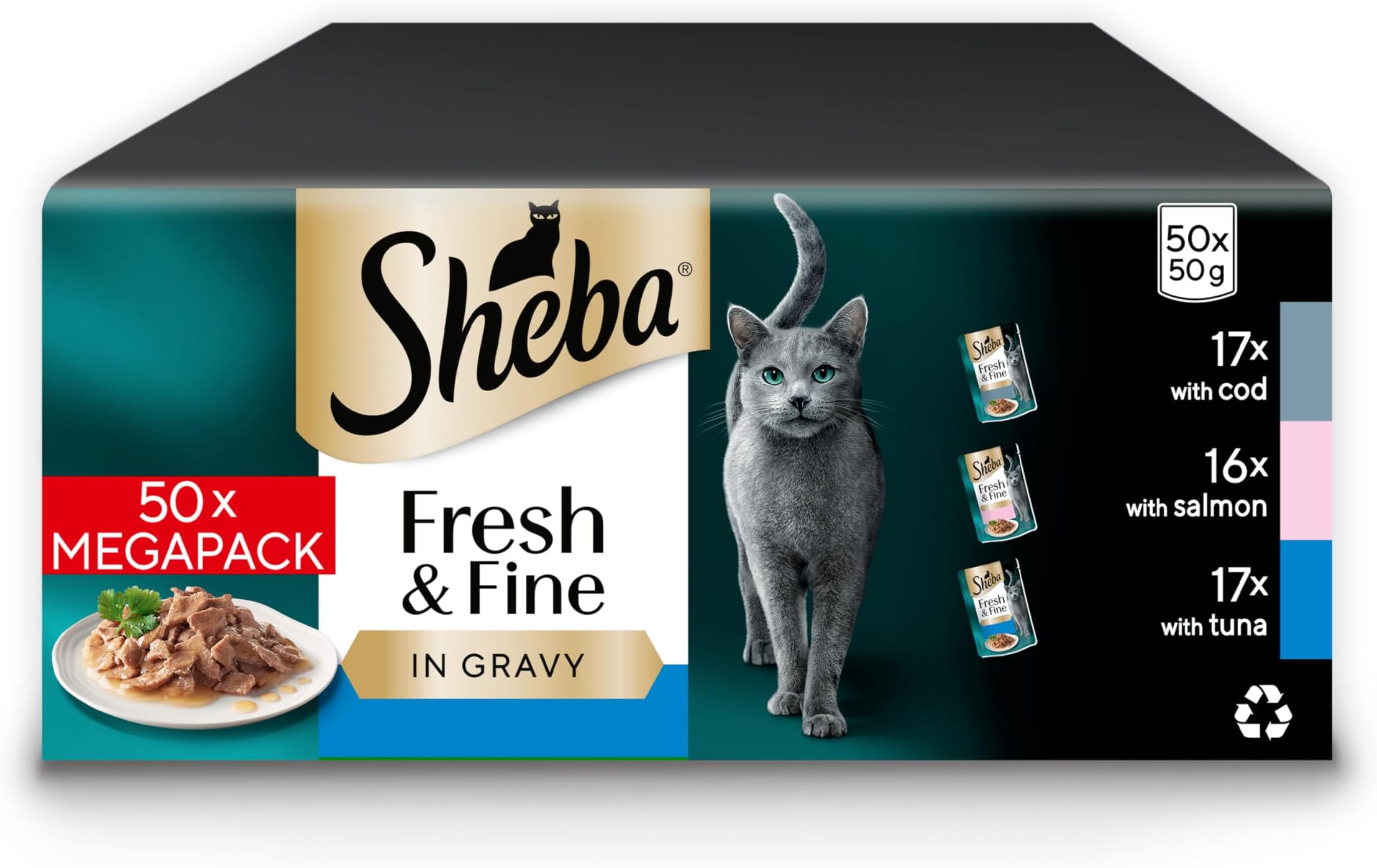 Sheba CATCARE Pouch Wet Fresh & Fine (Fish) Chunks IN Gravy Adult 50G Multipack Standard
