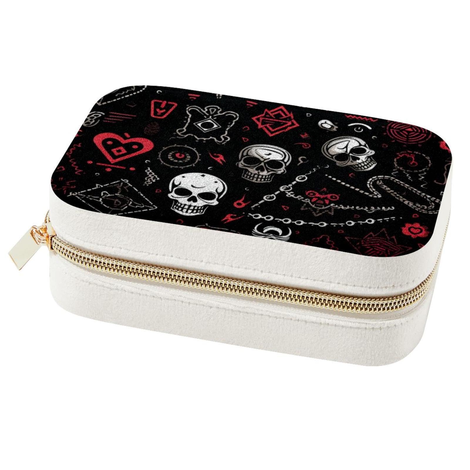 Boîte à bijoux de voyage crâne punk pour emporter vos bagues en festival
