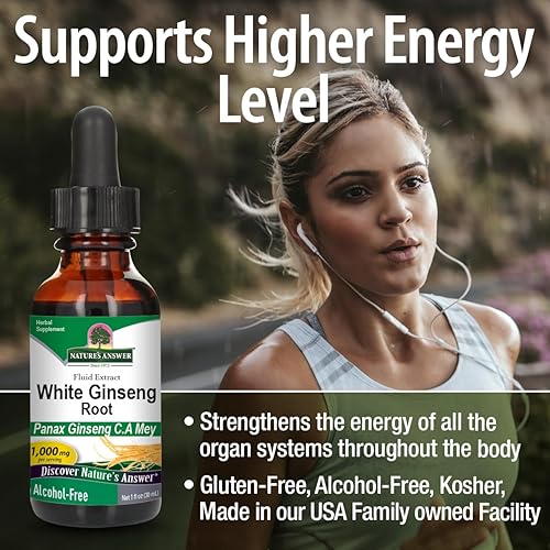 Miniatura 4 de Nature's Answer Raíz de ginseng blanco, libre de alcohol, 1 onza líquida, apoyo inmunológico, promueve la función cognitiva, claridad mental y