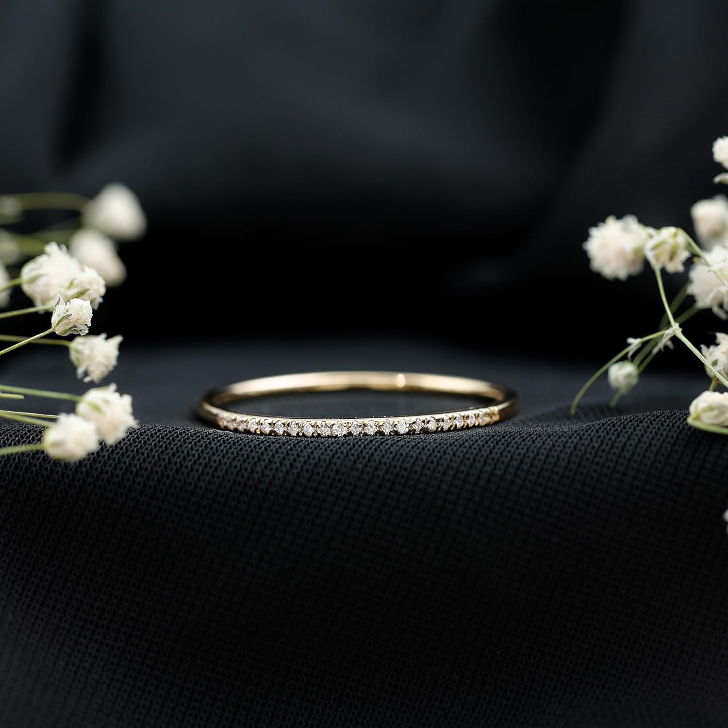 Natural Diamond Half Eternity Ring, Hi Color Si Clarity, Certified Diamond Stackable Ring - Ready To Gift