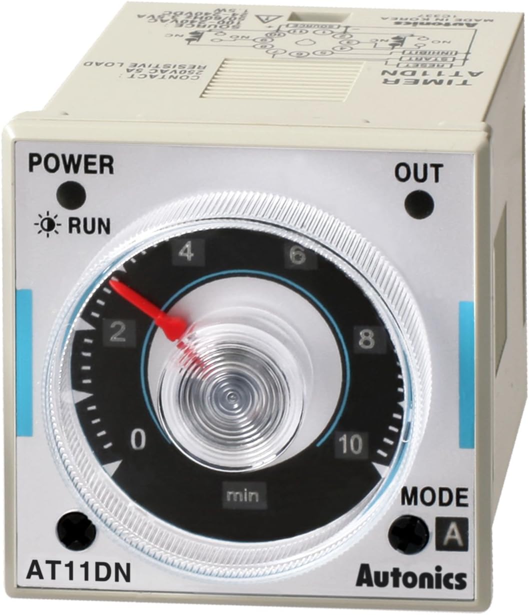 AUTONICS AT11DN (100-240VAC/24-240VDC) Timer, Analog, 6-Mode, Multi-Range, DPDT(2c), 100-240VAC/24-240 VDC, 11-Pin, (Socket req'd)