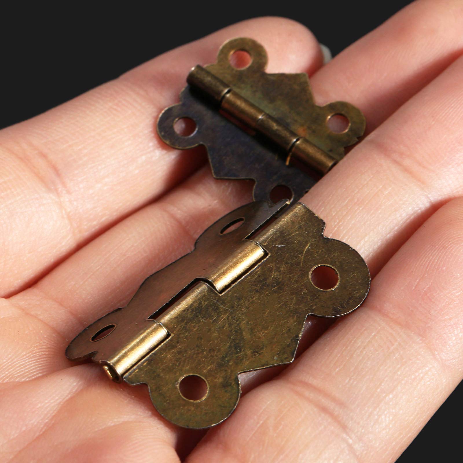 dophee 12Pcs Antique Brass Butterfly Hinges for Small Jewelry Box Treasure Chest Wooden Case Bird House DIY Crafts Gift Box, 20mmx17mm/0.79"x0.67" 4