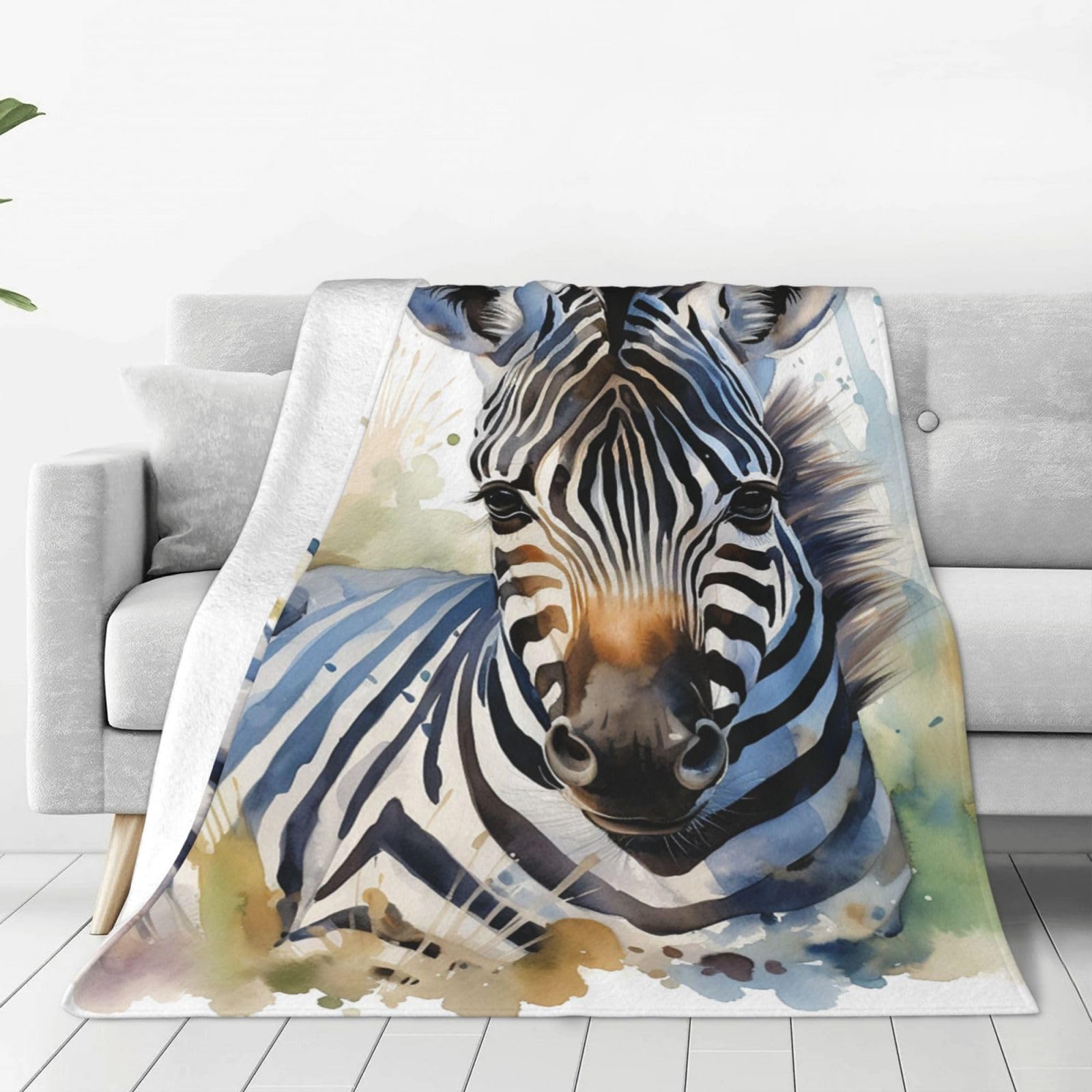 Couverture en flanelle motif zèbre 152x127 cm pour canapé
