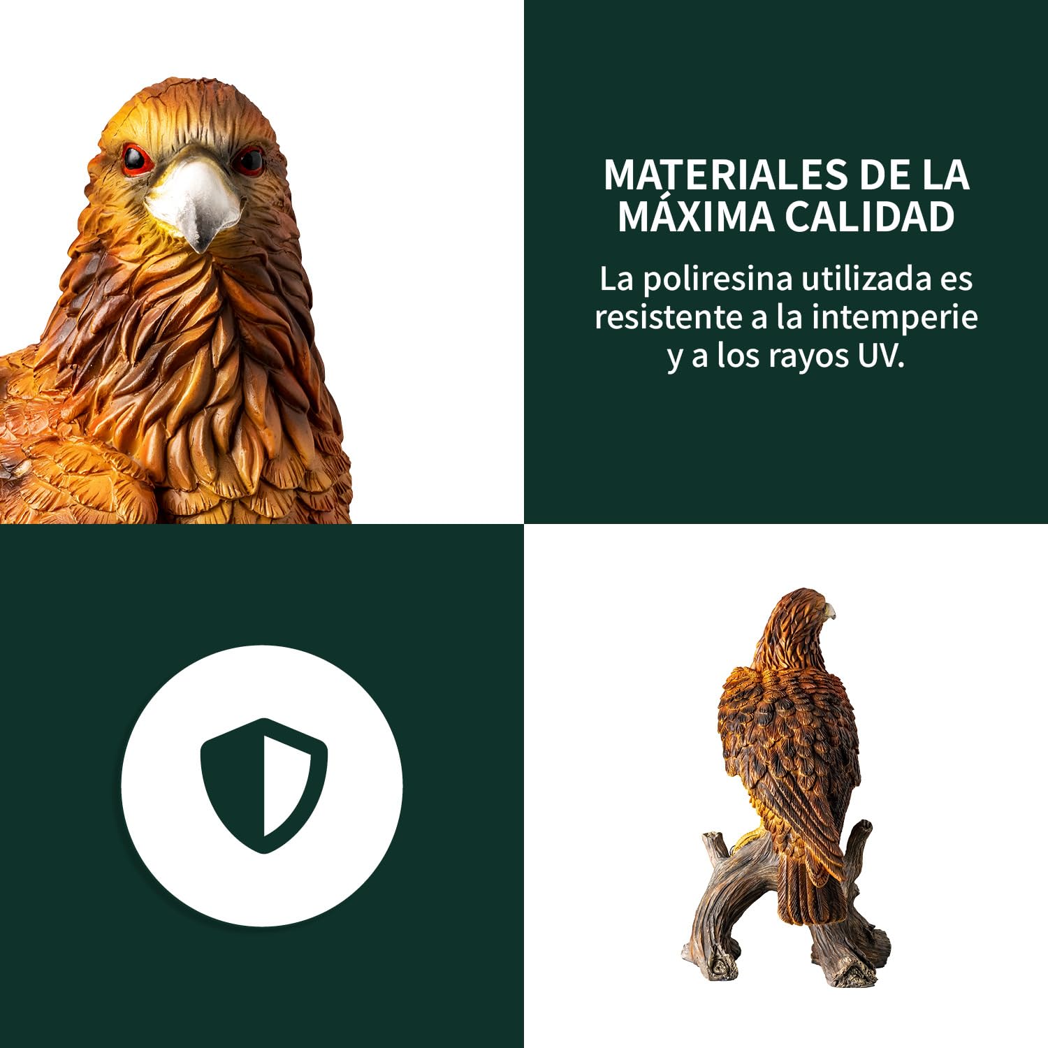 VERDOBA - Figura de águila de poliresina, grande - Estatua de águila de resina, resistente a las heladas y tamaño real - Figuras de jardín para exterior XXL - Figura decorativa de jardín grande