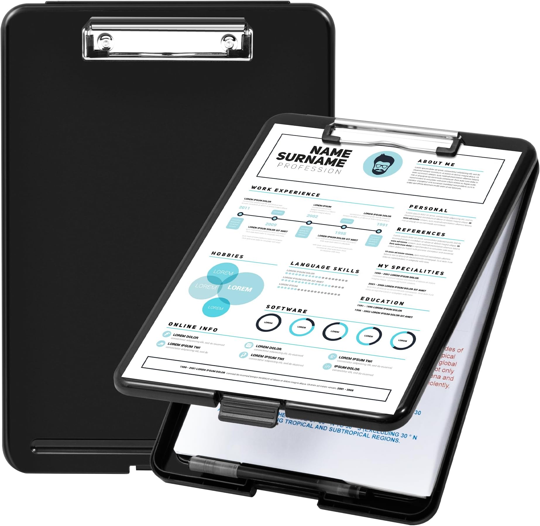 Amazon Basics Plastic Storage Clipboard,Black, 2Pack