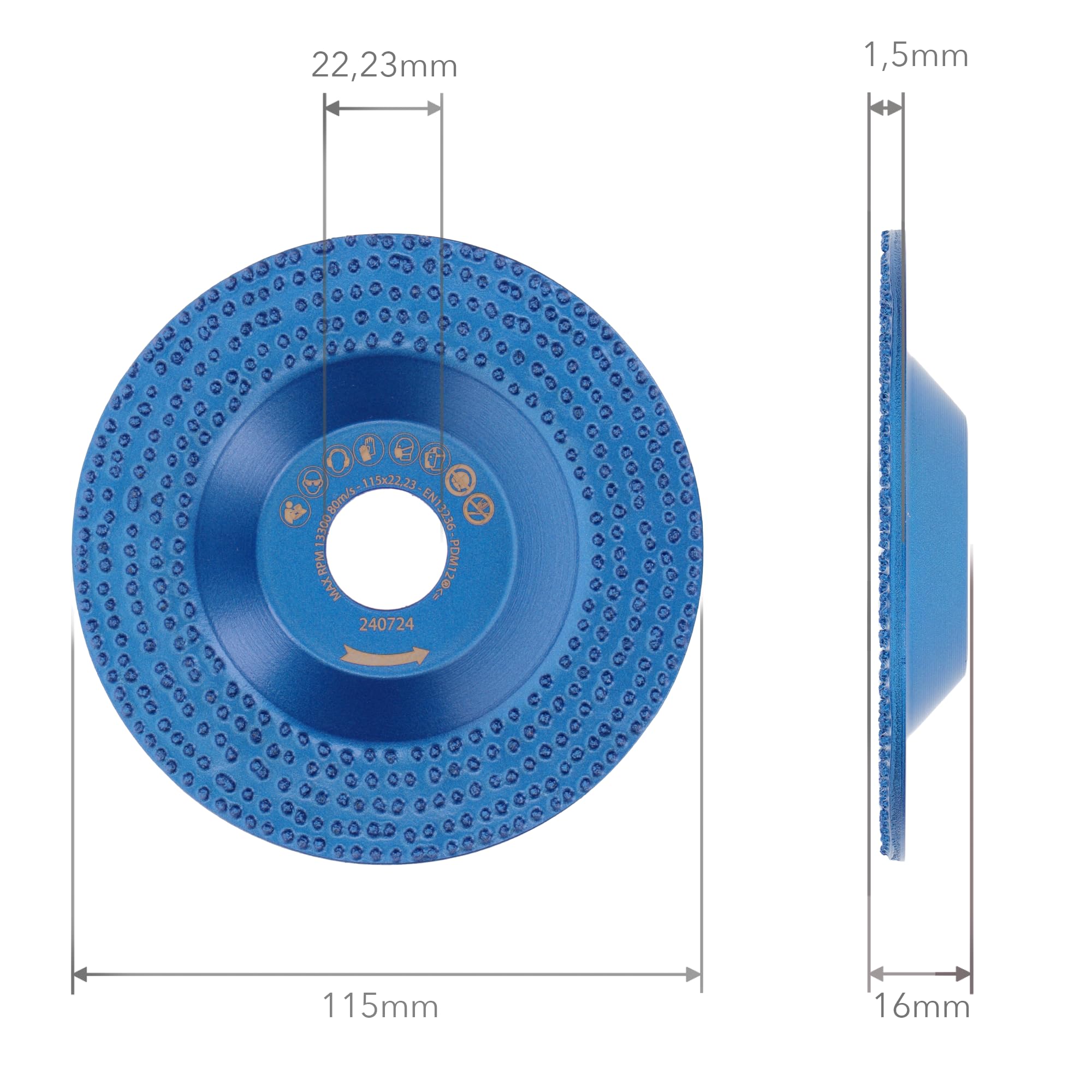 PRODIAMANT Disco abrasivo diamantato professionale, 115 mm x 22,2 mm, per vernice per calcestruzzo, vernici, vernice per facciate e residui di colore su superfici di pareti e pavimenti, rivestimento