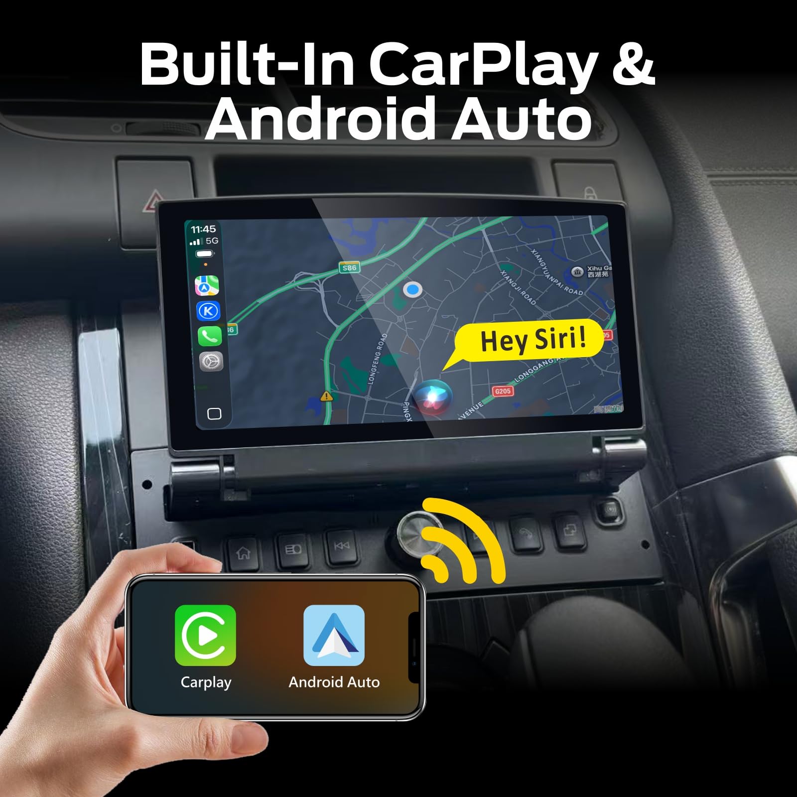 Autoradio Linux a singolo DIN per Peugeot 206 207 308 3008 Citroën C2 C3 C4 Picasso con CarPlay wireless e Android Auto, schermo touchscreen a scomparsa, plug and play, Bluetooth, radio FM RDS