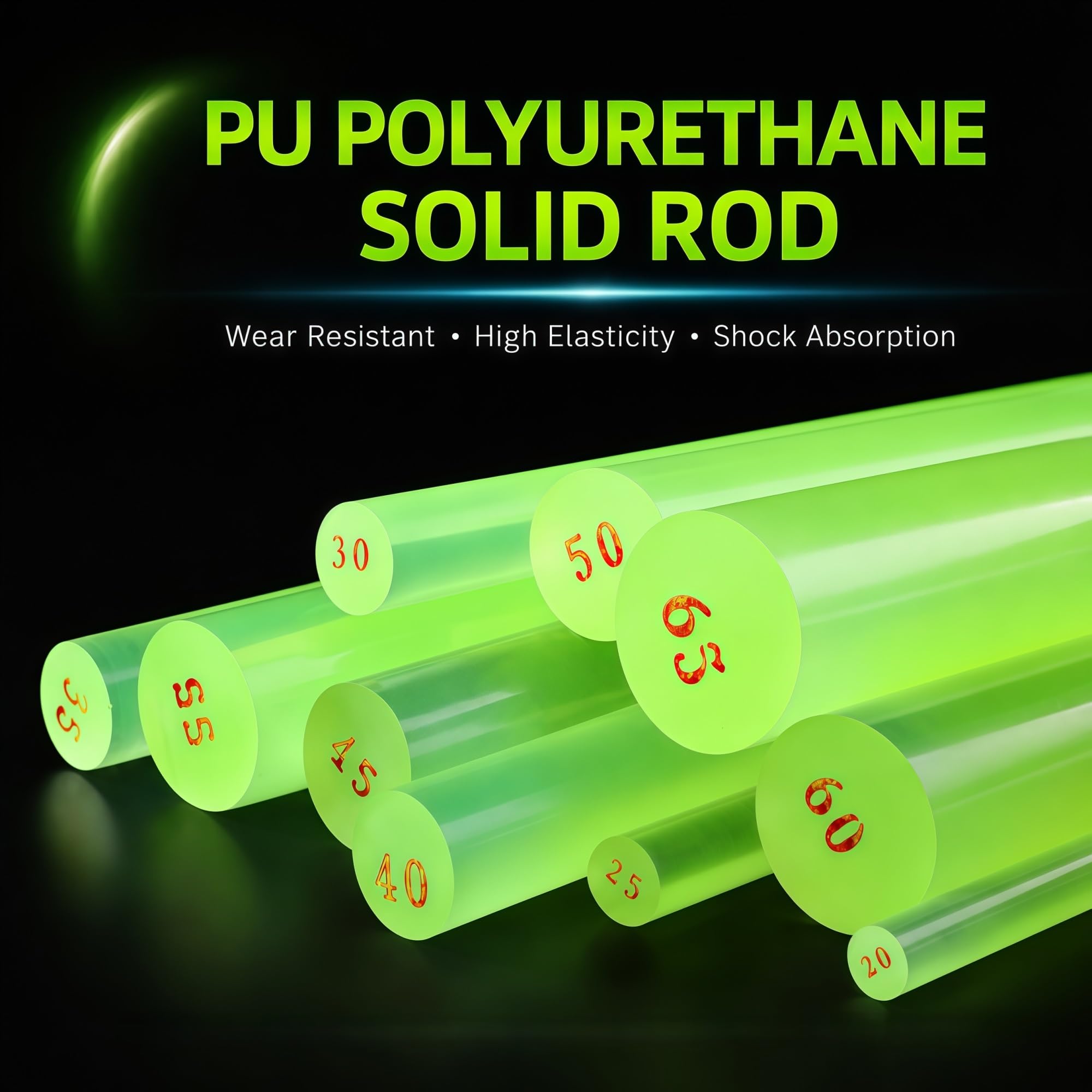 PU-Stab Ø20-40mm, 500mm, 5 Größen wählbar, elastisch Gummistange