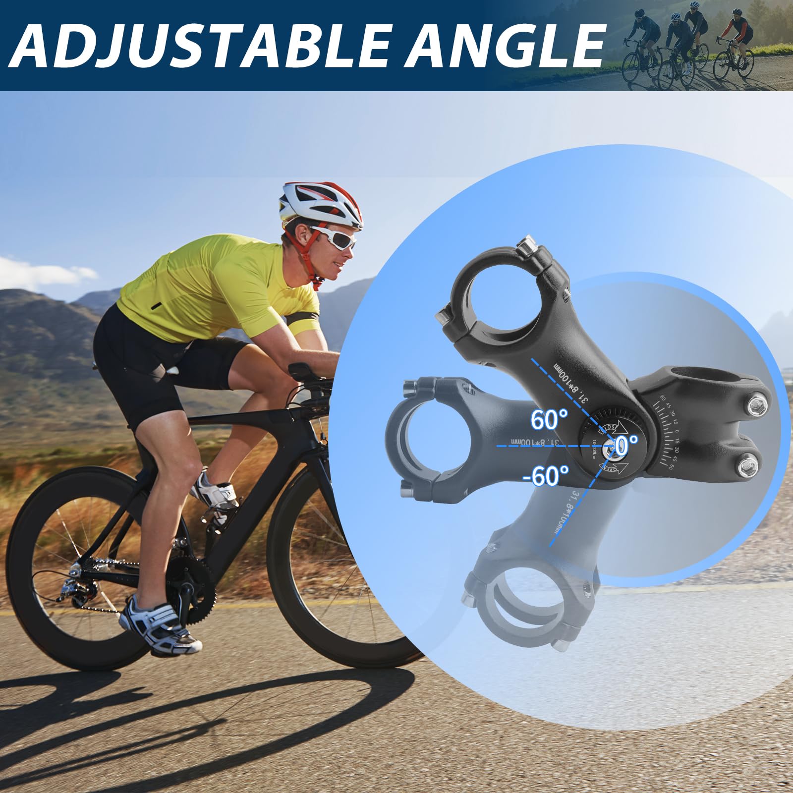 Rialzo Manubrio Bici 31.8mm Regolabile - 100mm/120mm, ±60° Per MTB E Bici Da Strada, Alluminio - Foto 4