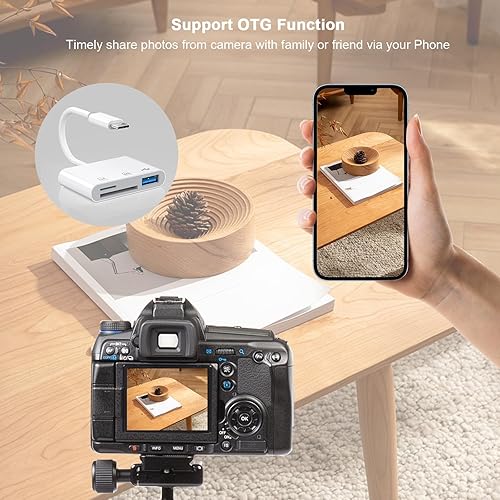 Miniatura 8 de Lector de tarjetas USB C SD, FUHAYA USB C a SDTF lector de tarjetas con adaptador USB 3.0 para iPhone 15iPadMacMacBook, lector de tarjetas de