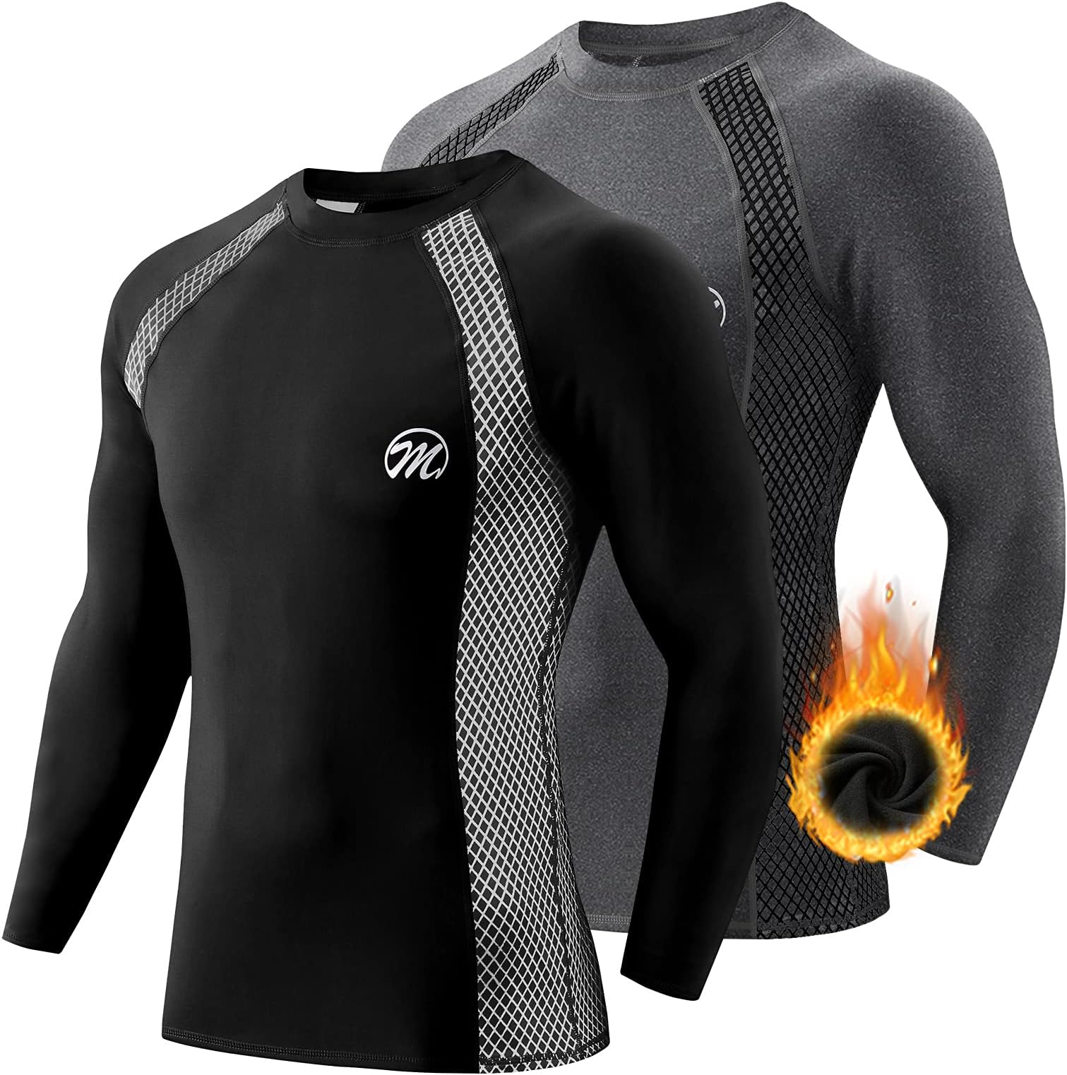 MEETWEEMen's Rash Guard Rash Vest Men's Long-Sleeved/Short Sleeve UV Protection T-Shirt Tops UPF 50+ Quick Drying for Swimming Surfing Water Sports