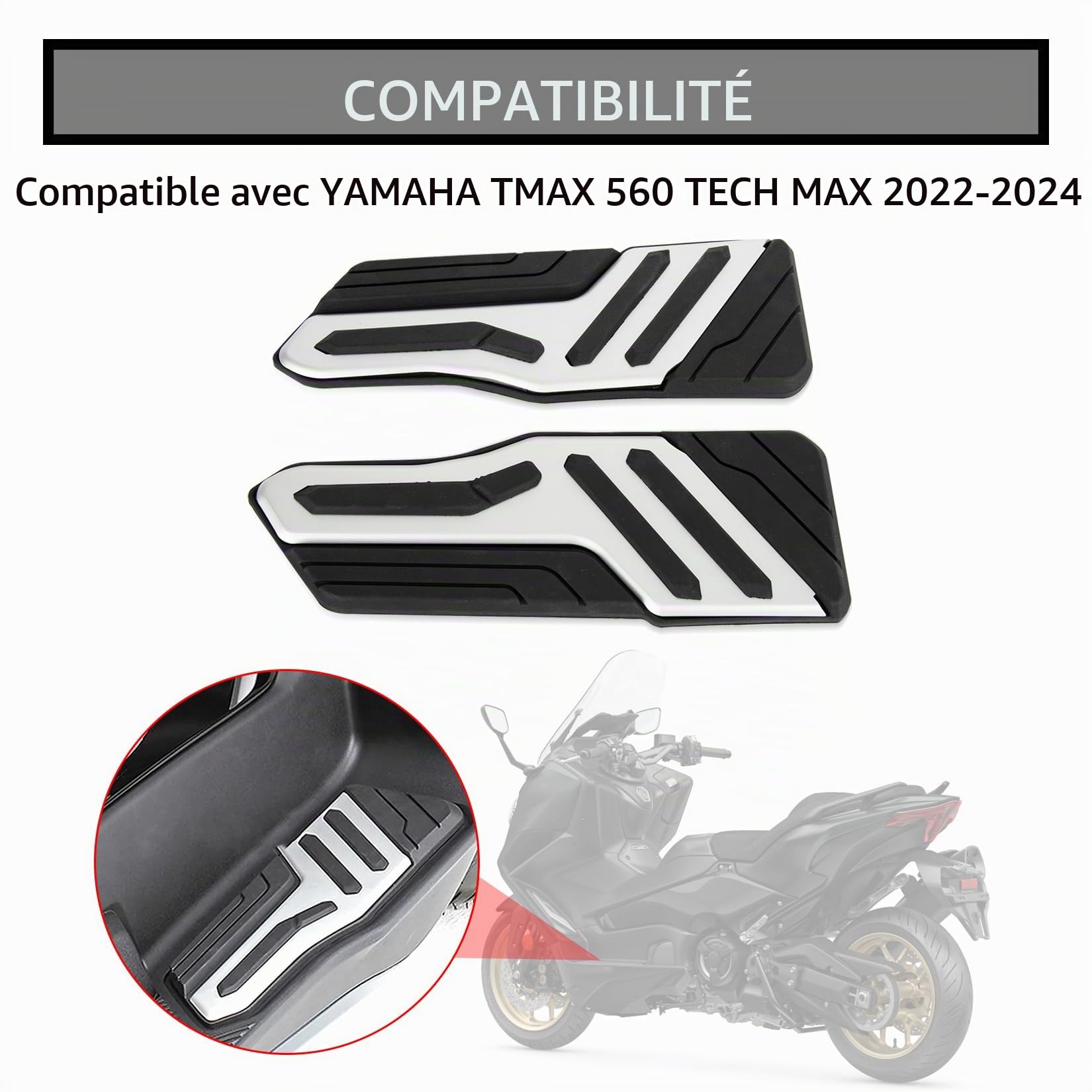 Repose Pieds Arrière pour TMAX 560 TECH MAX 2022 2023 2024 PSLER Conducteur Pédale Accessoires De Moto