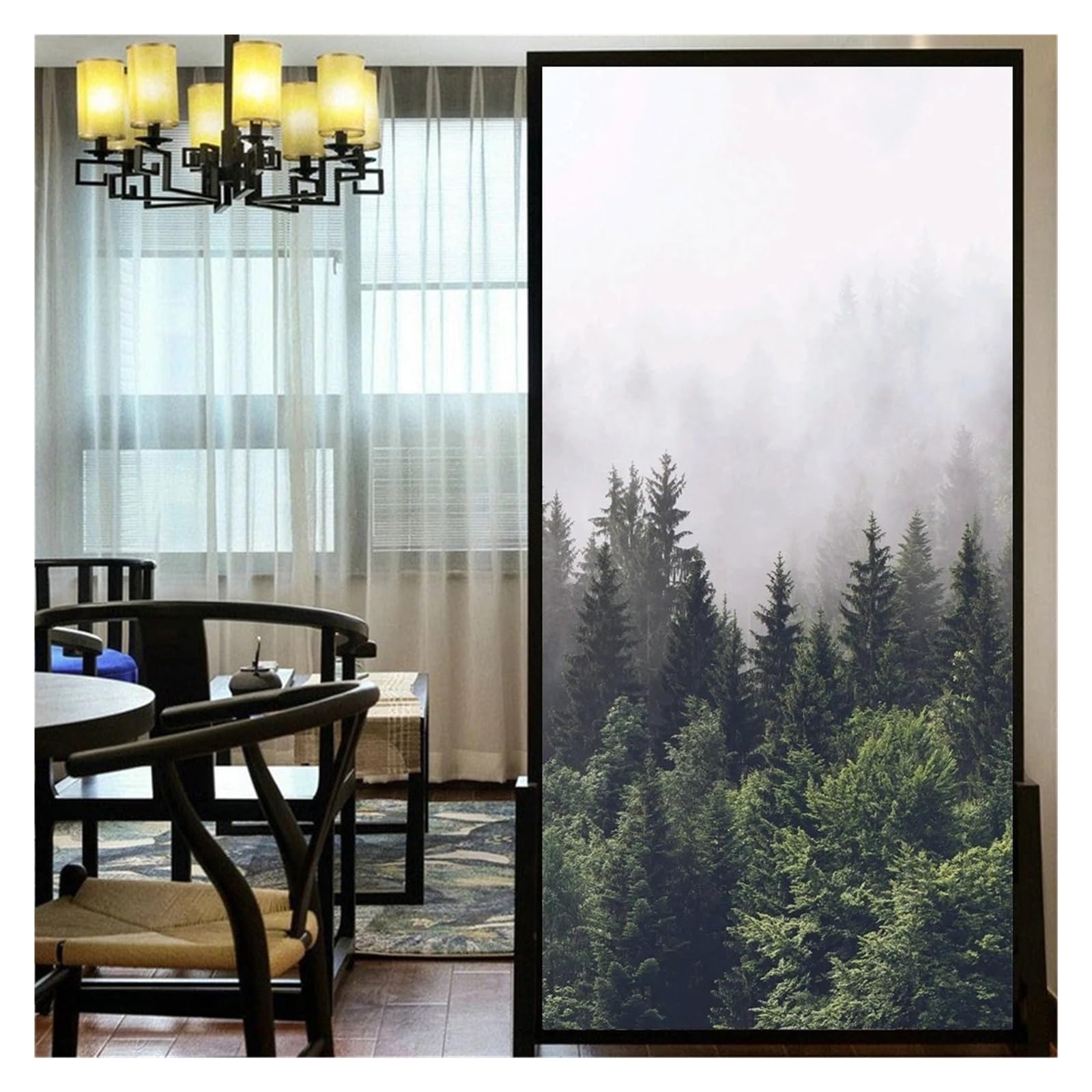 Privacy Windows Film Decorative Forest Stained Glass Window Stickers No Glue Static Cling Frosted Tint for Bathroom,Windows(Color3,40x60cm WxH)