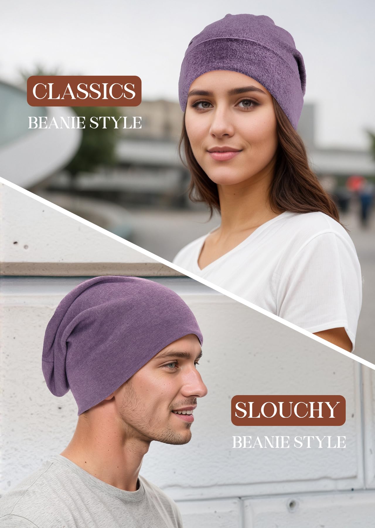 Berretto per uomo/donna Slouchy Beanie Cappelli Hip Hop Skull Cap Baggy elegante leggero