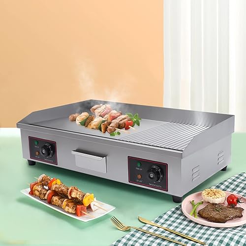 Miniatura 8 de Parrilla eléctrica para encimera, parrilla de 3000 W con control de temperatura ajustable de 122 F a 572 F, parrilla de restaurante comercial