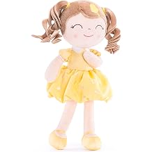 Gloveleya Baby Doll Gifts Plush Curly Girl Toys with Love Yellow