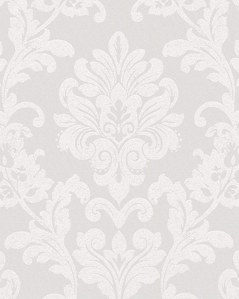 Tapete Barock Weiß - Floral und glänzend - Vliestapete für Wohnzimmer, Oder Schlafzimmer - Made in Germany - 10,05 x 0,53m - Neu