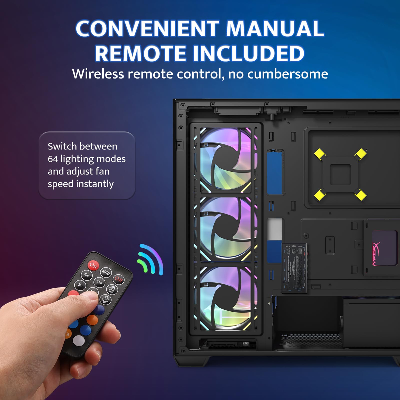 darkFlash Paquete de 3 ventiladores de carcasa de PC de 120 mm con concentrador de controlador y control remoto, PWM ARGB Sync, ventiladores de refrigeración RGB direccionables para carcasa de