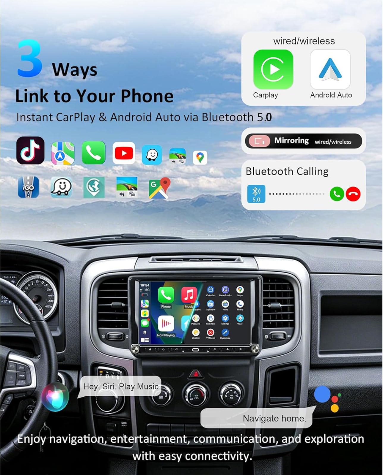Radio samochodowe dla Dodge Ram 1500 2500 2013-2018 ręczna klimatyzacja