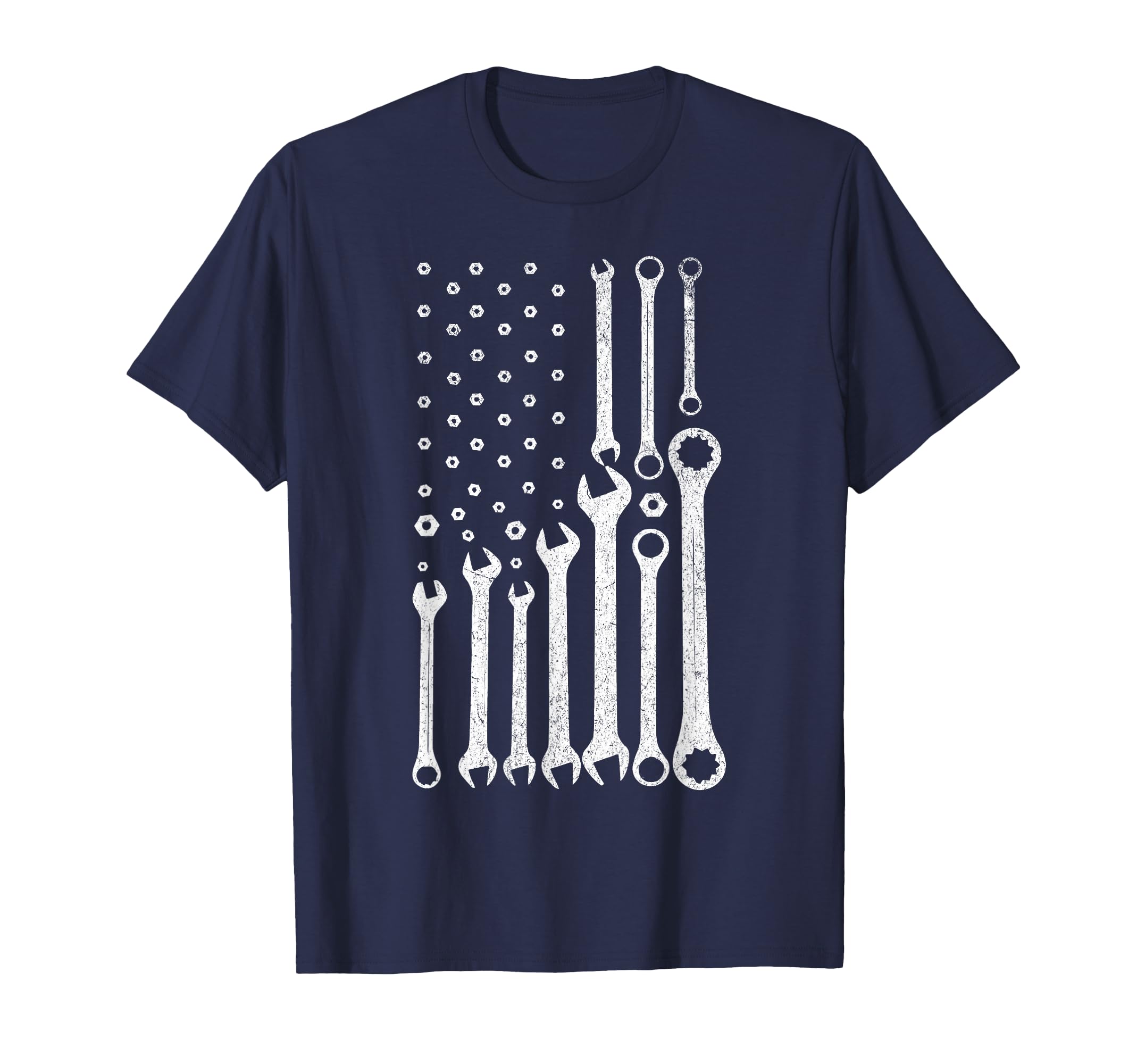Auto Repairman Car Mechanic Wrench Workshop Tools USA Flag T-Shirt